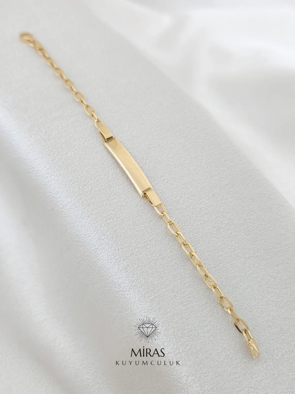 14 Ayar Altın - Ataç Zincir Çocuk Bileklik Künye - 14KNY67