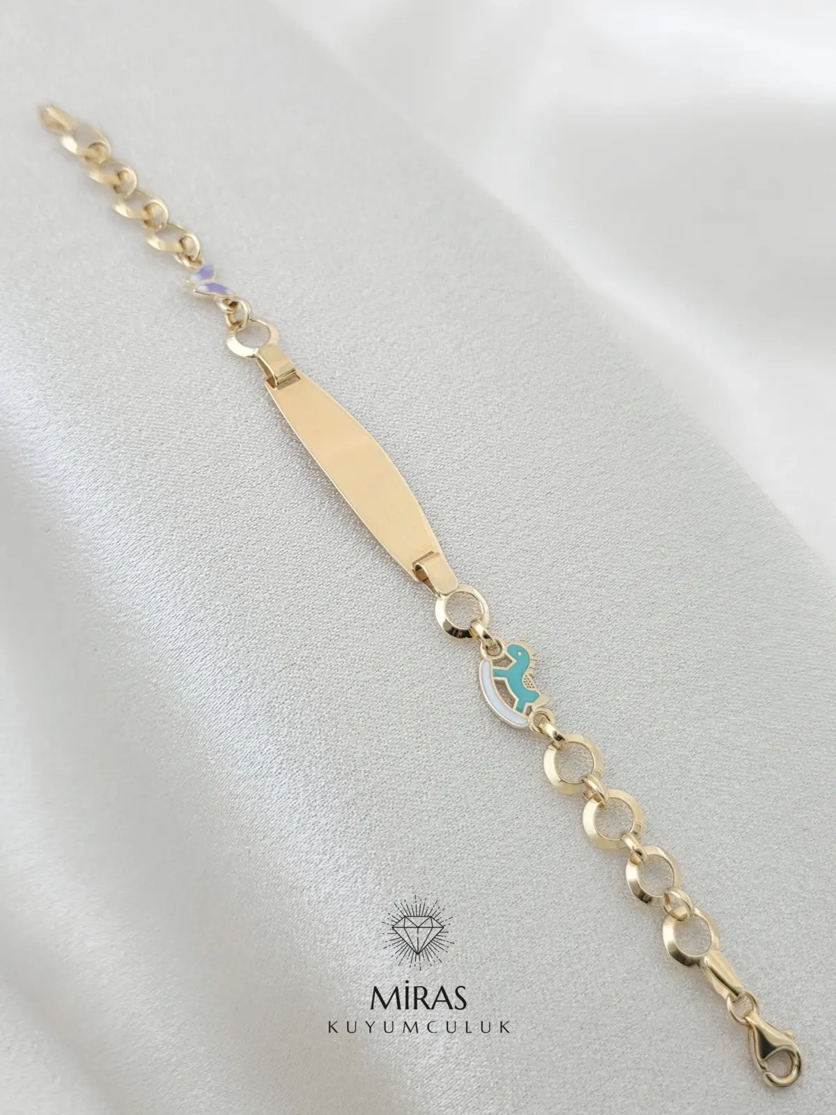 14 Ayar Altın - Kelebek & Unicorn Figürlü Çocuk Bilekliği - 14KNY56