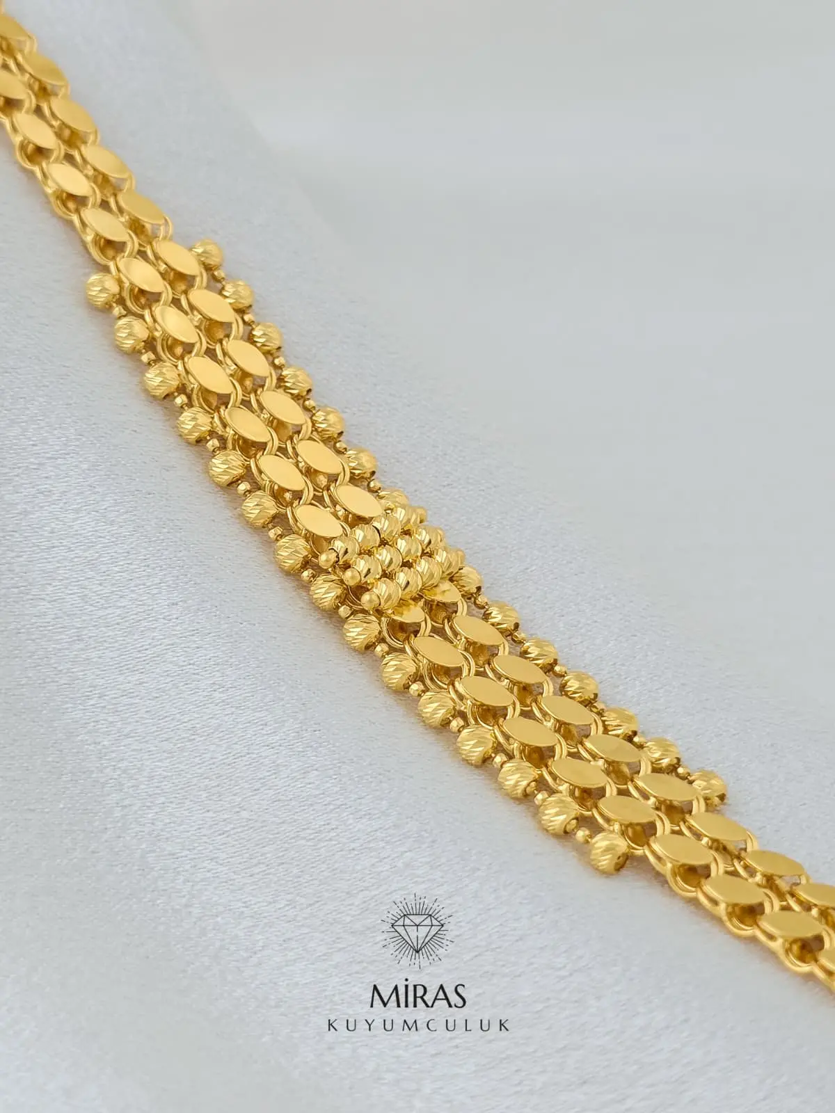 14 Ayar Altın - Dorika Pul Zincir Bileklik 22 Ayar Görünümlü -14BLK1027
