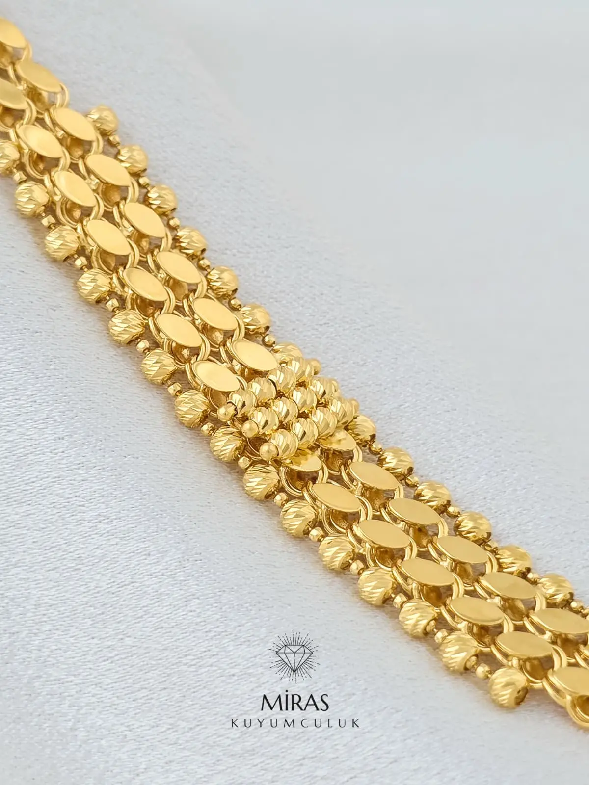 14 Ayar Altın - Dorika Pul Zincir Bileklik 22 Ayar Görünümlü -14BLK1027
