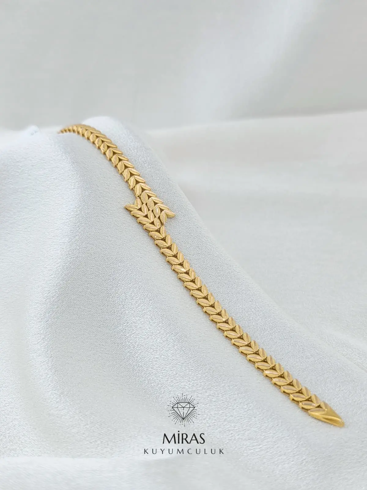 14 Ayar Altın - Taşsız Başak Model 22 Ayar Görünümlü Bileklik - K14BLK988