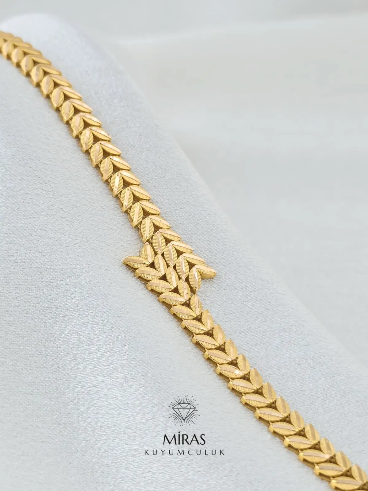 14 Ayar Altın - Taşsız Başak Model 22 Ayar Görünümlü Bileklik - K14BLK988