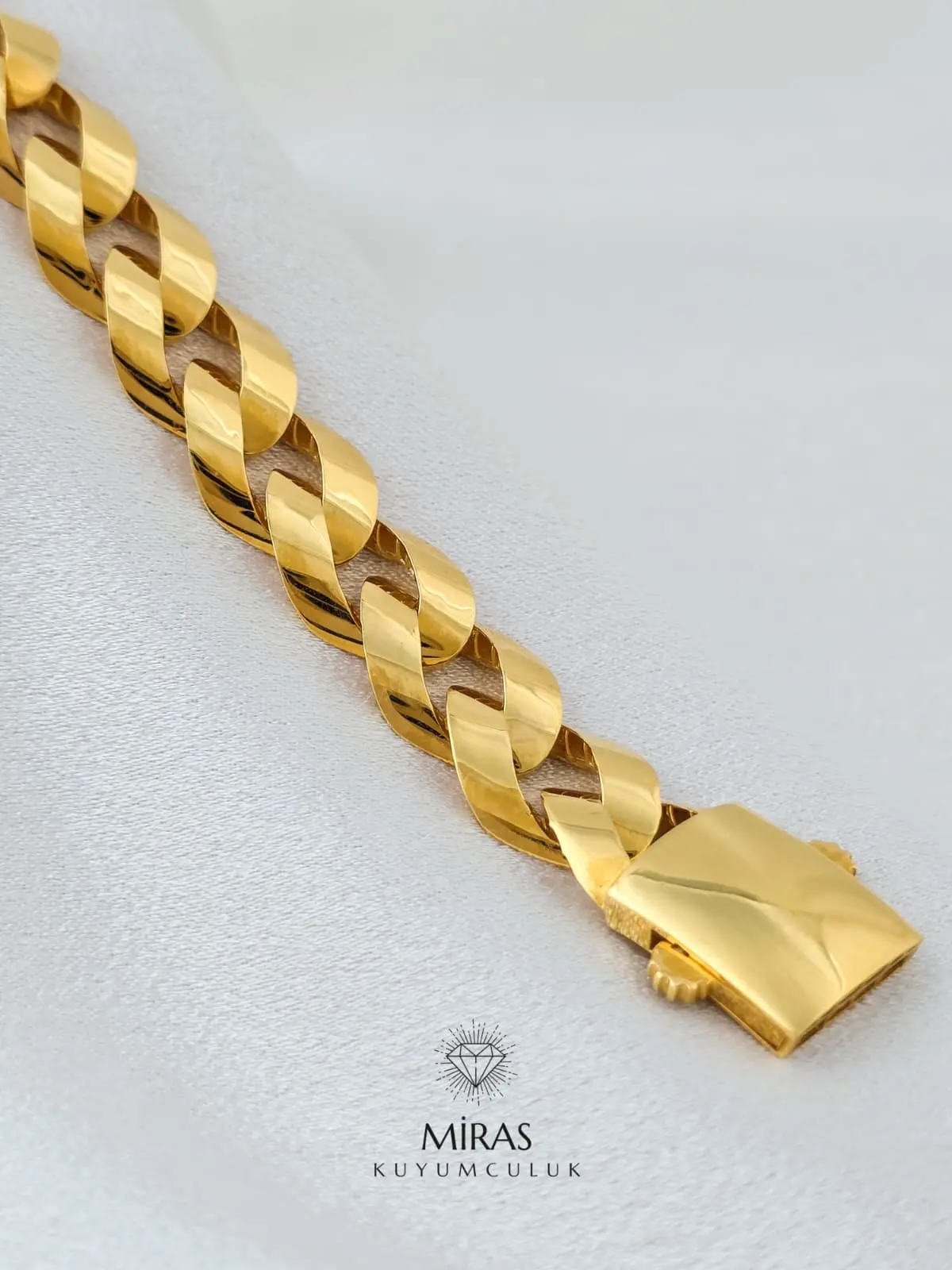 14 Ayar Altın - Taşsız Sarı Gurmet Bileklik 22 Ayar Görünümlü - 14BLK884