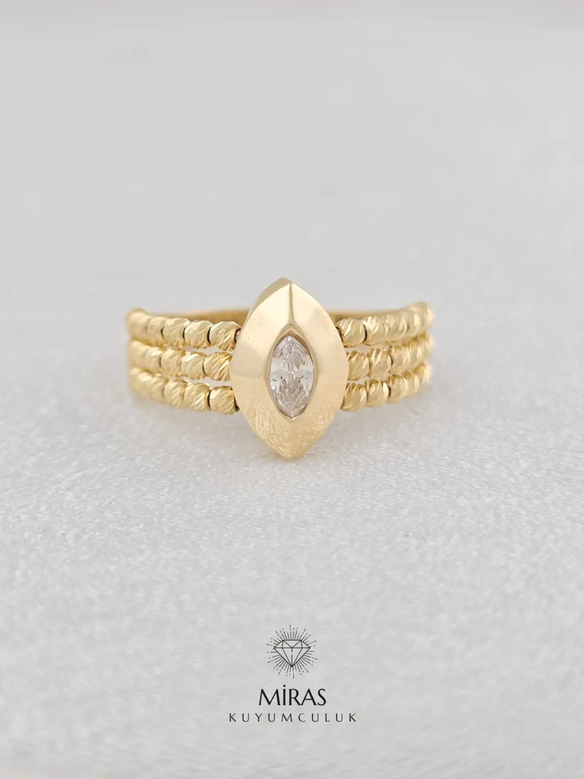 14 Ayar Altın - Taşlı Dorika Spor Yüzük - K14YZK363