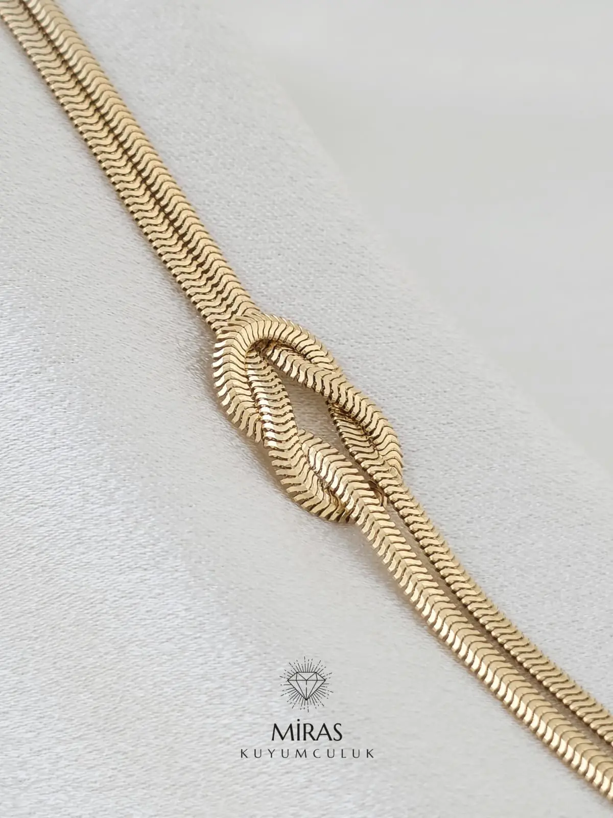 14 Ayar Altın - Balık Sırtı Zincir Düğüm Sevgi Bağı Bileklik - 14BLK994