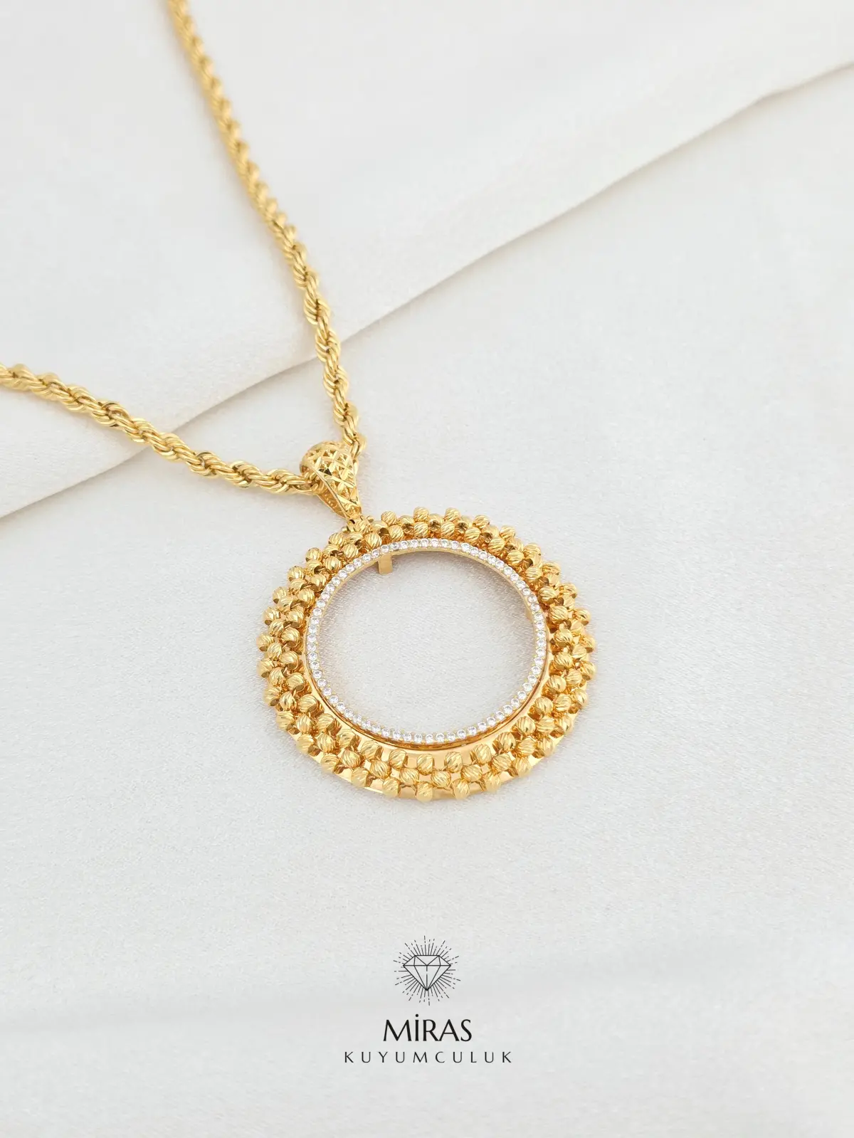 14 Ayar Altın - Tam Altın Dorika Çerçeve Kolye Ucu - 14KU226