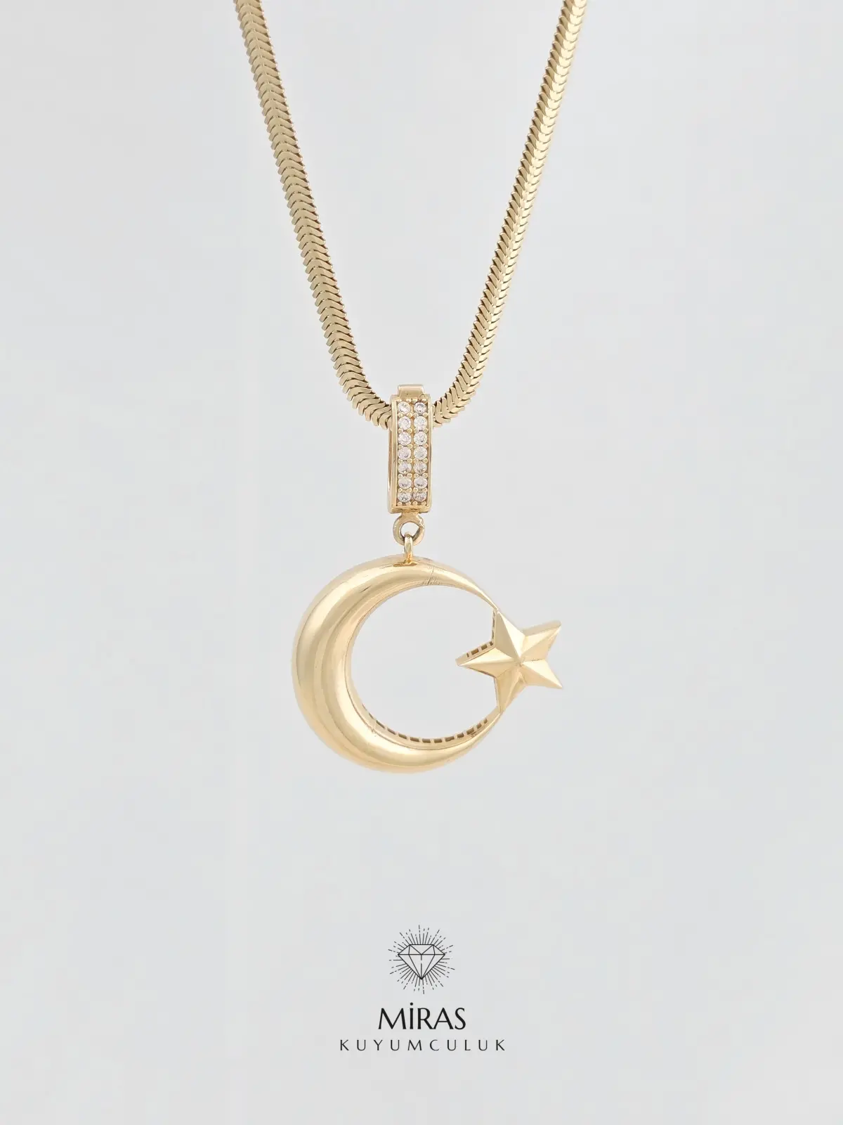 14 Ayar Altın - Ay Yıldız Charm Kolye Ucu - 14KU368