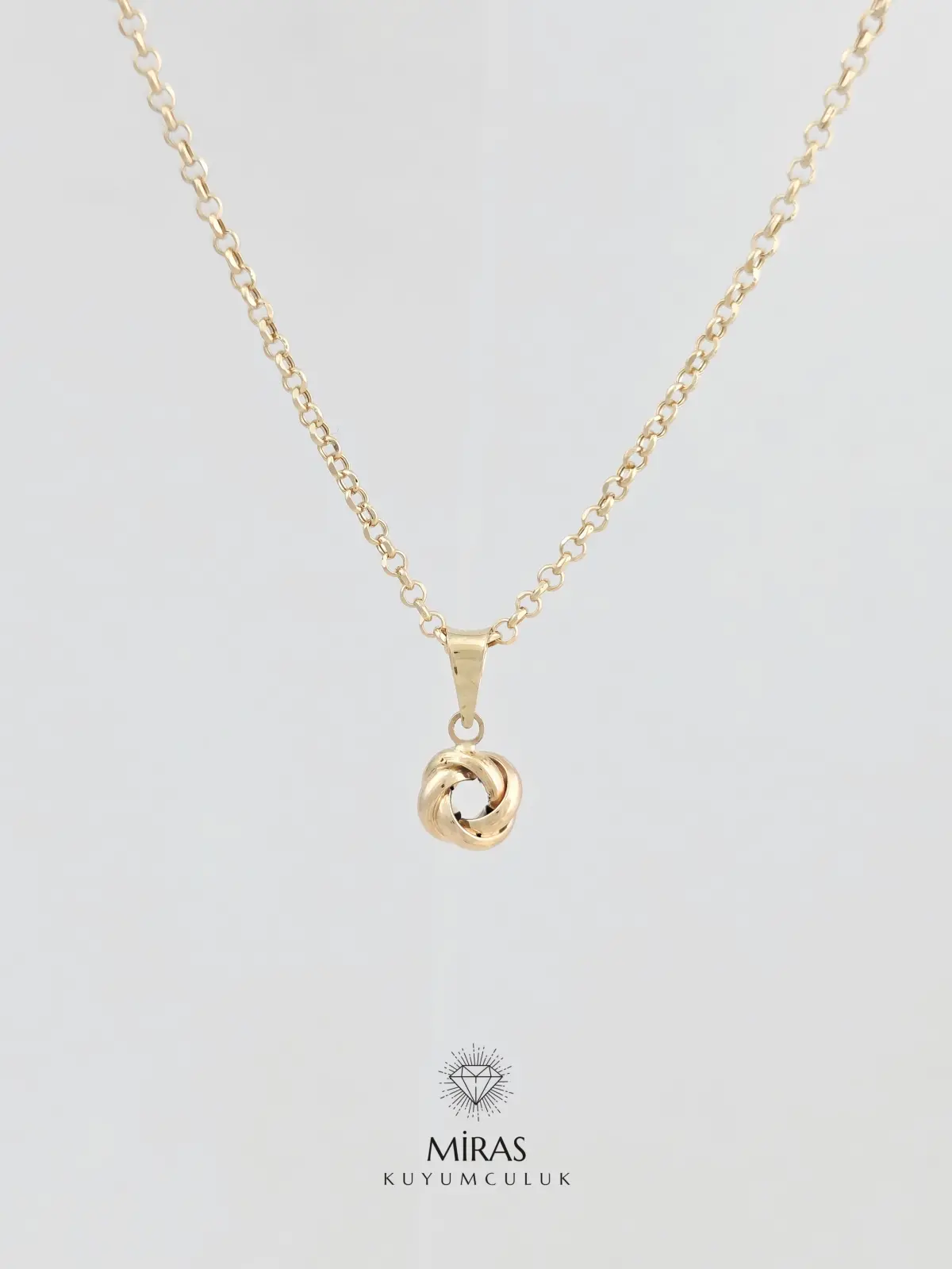 14 Ayar Altın - Minimal Düğüm Kolye Ucu - 14KU350