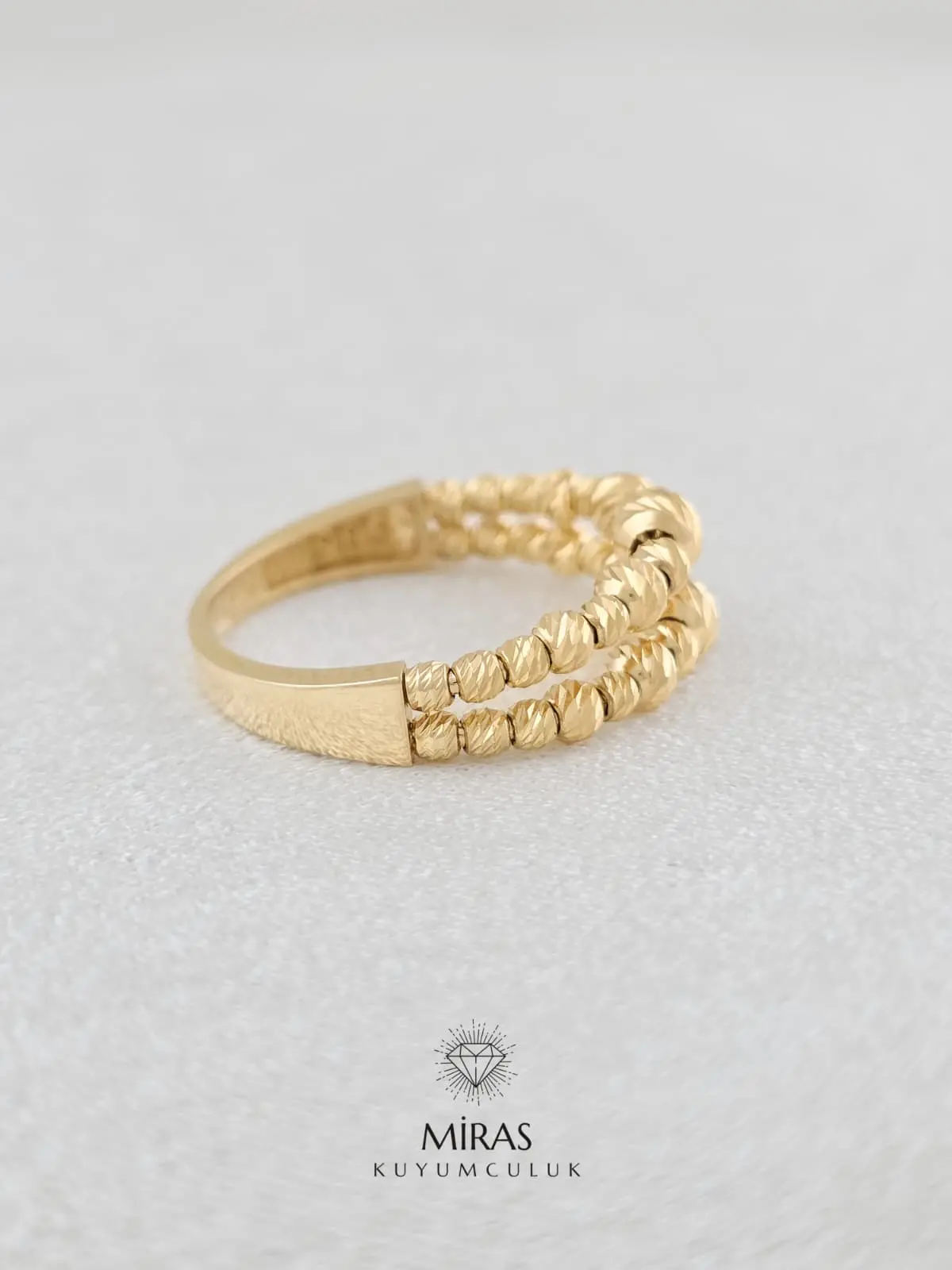 14 Ayar Altın - İki Sıralı Dorika Yüzük - 14YZK958