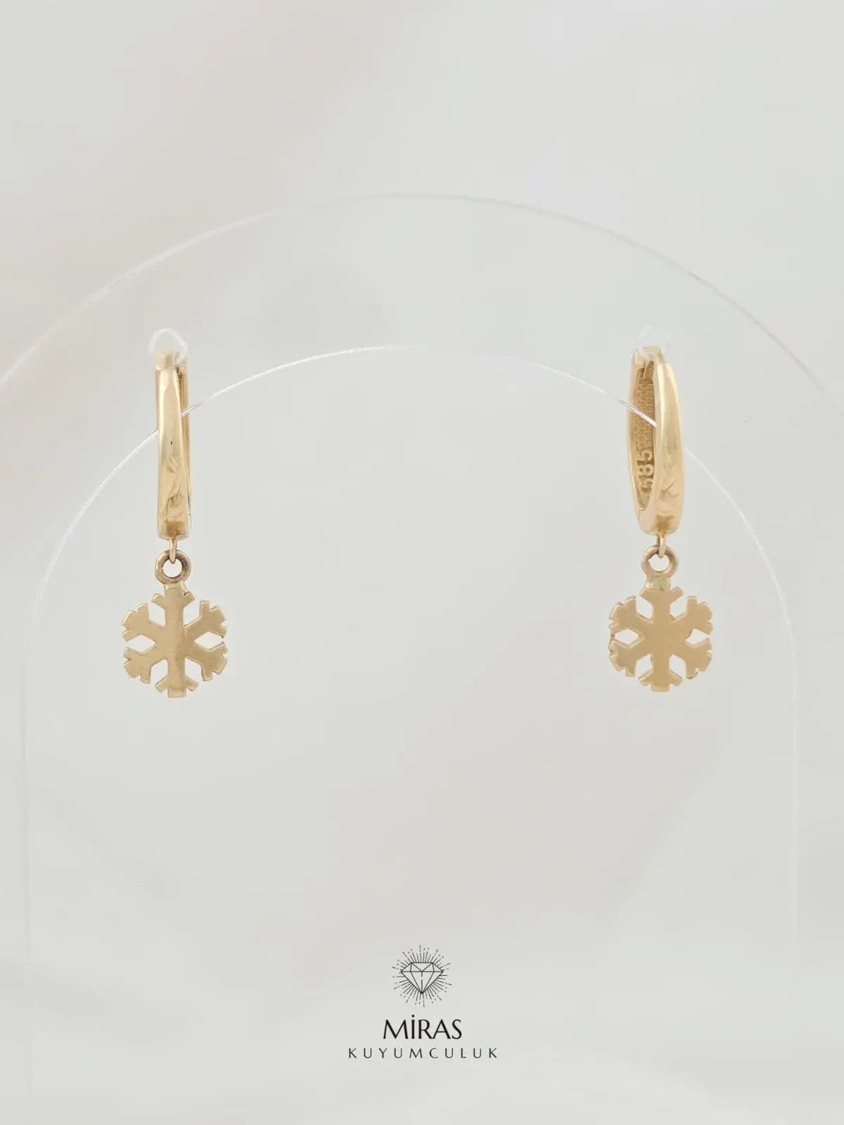 14 Ayar Altın - Taşsız Kar Tanesi Küpe - K14KP330