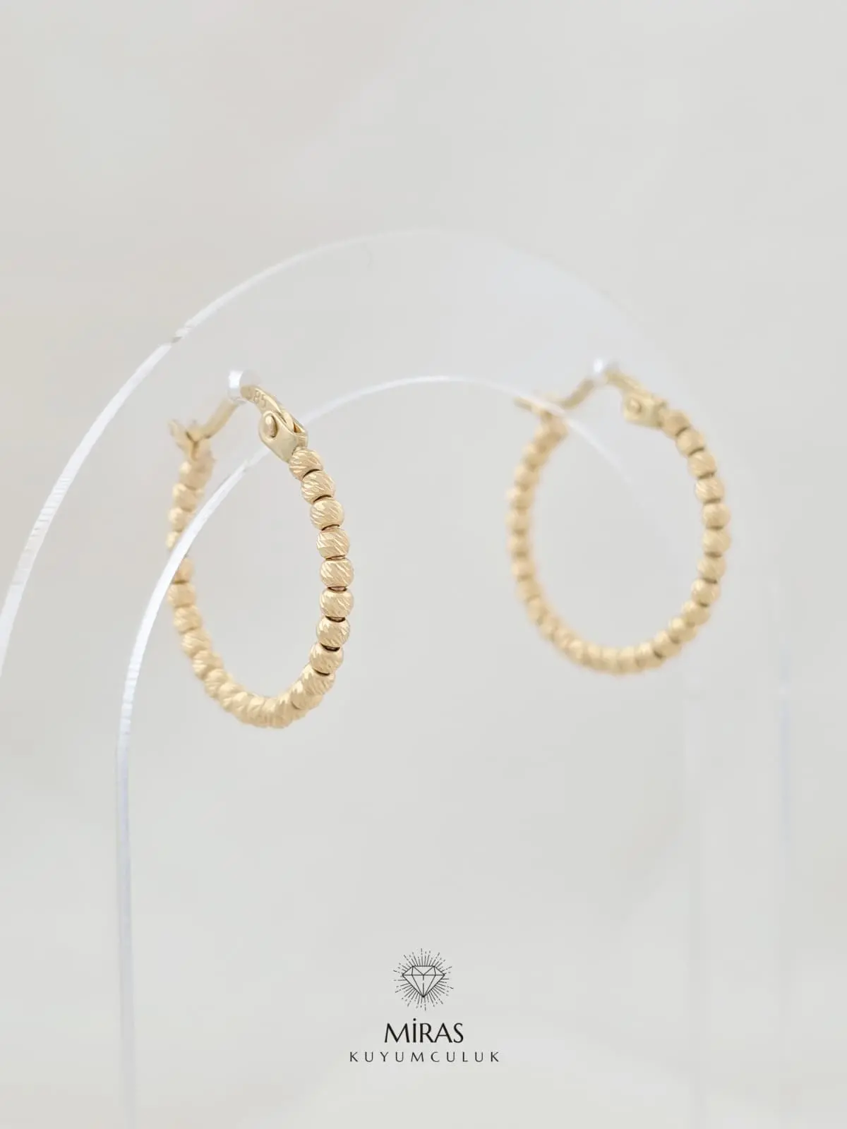 14 Ayar Altın - Tek Renk Dorika Halka Küpe - K14KP13