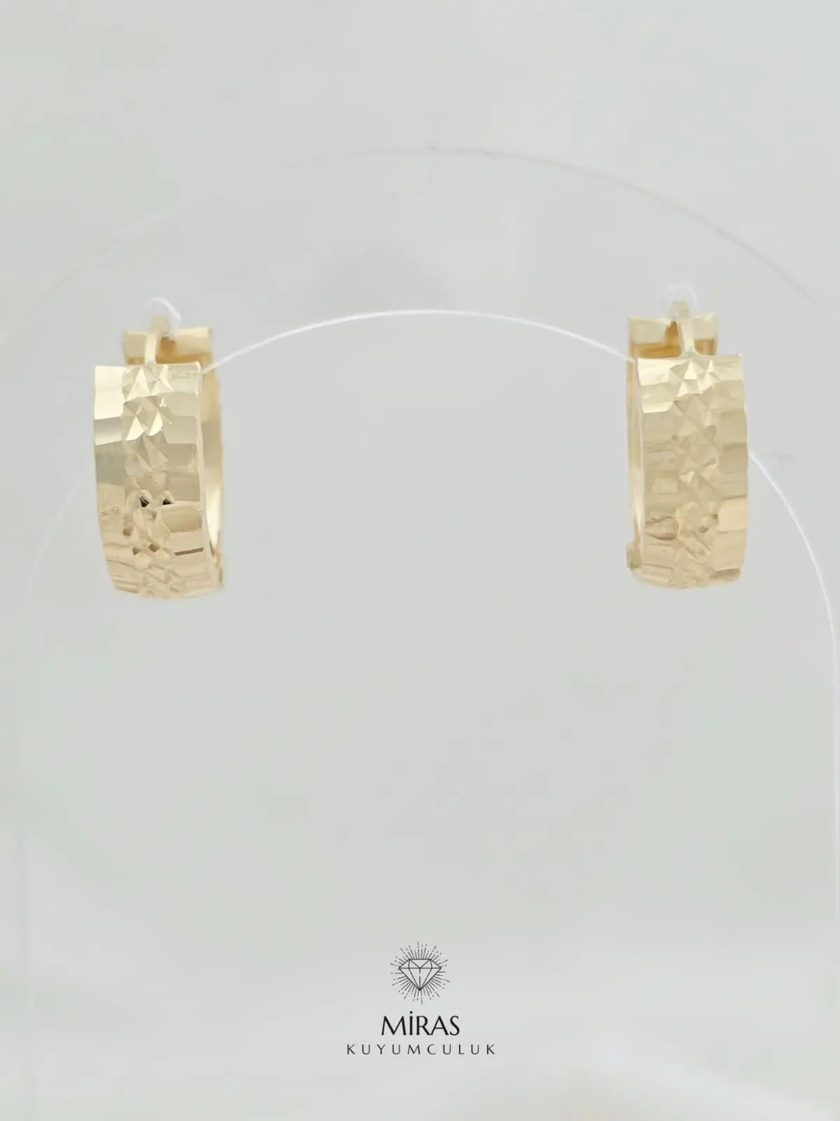 14 Ayar Altın - Taşsız Lazer Kesim Halka Küpe - 14KP800