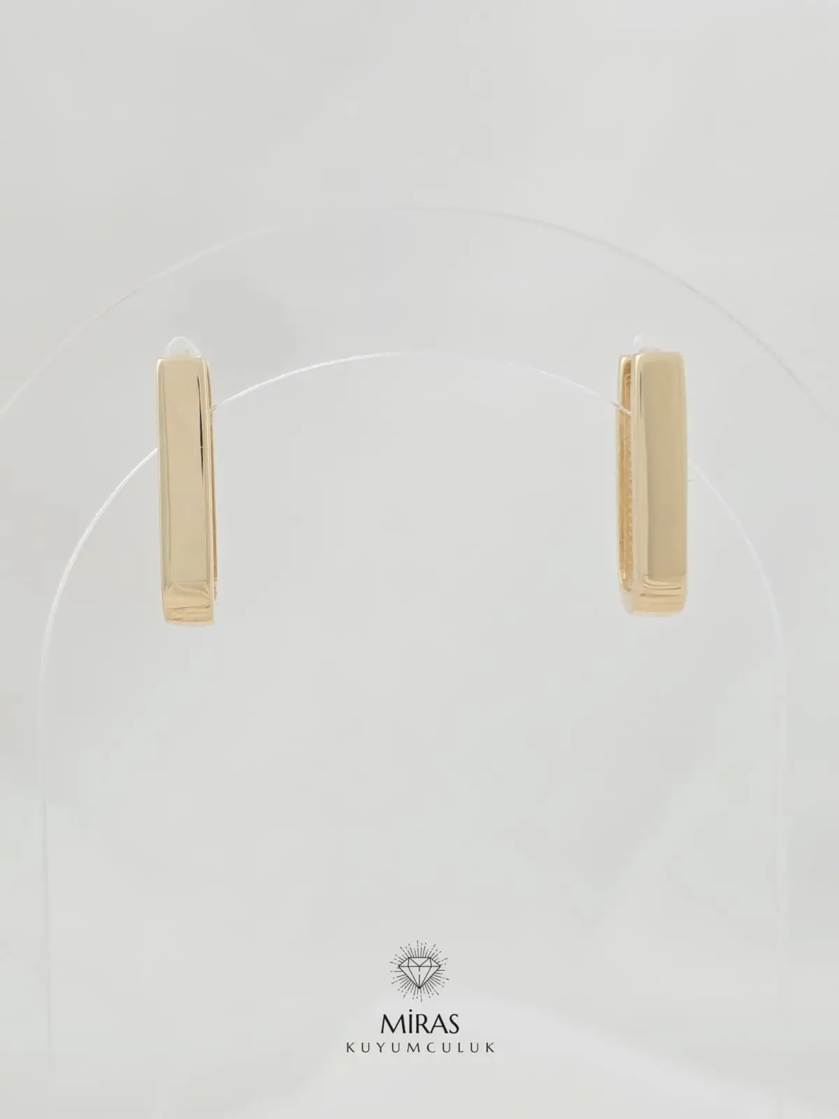 14 Ayar Altın - Taşsız Geometrik Küpe - 14KP949