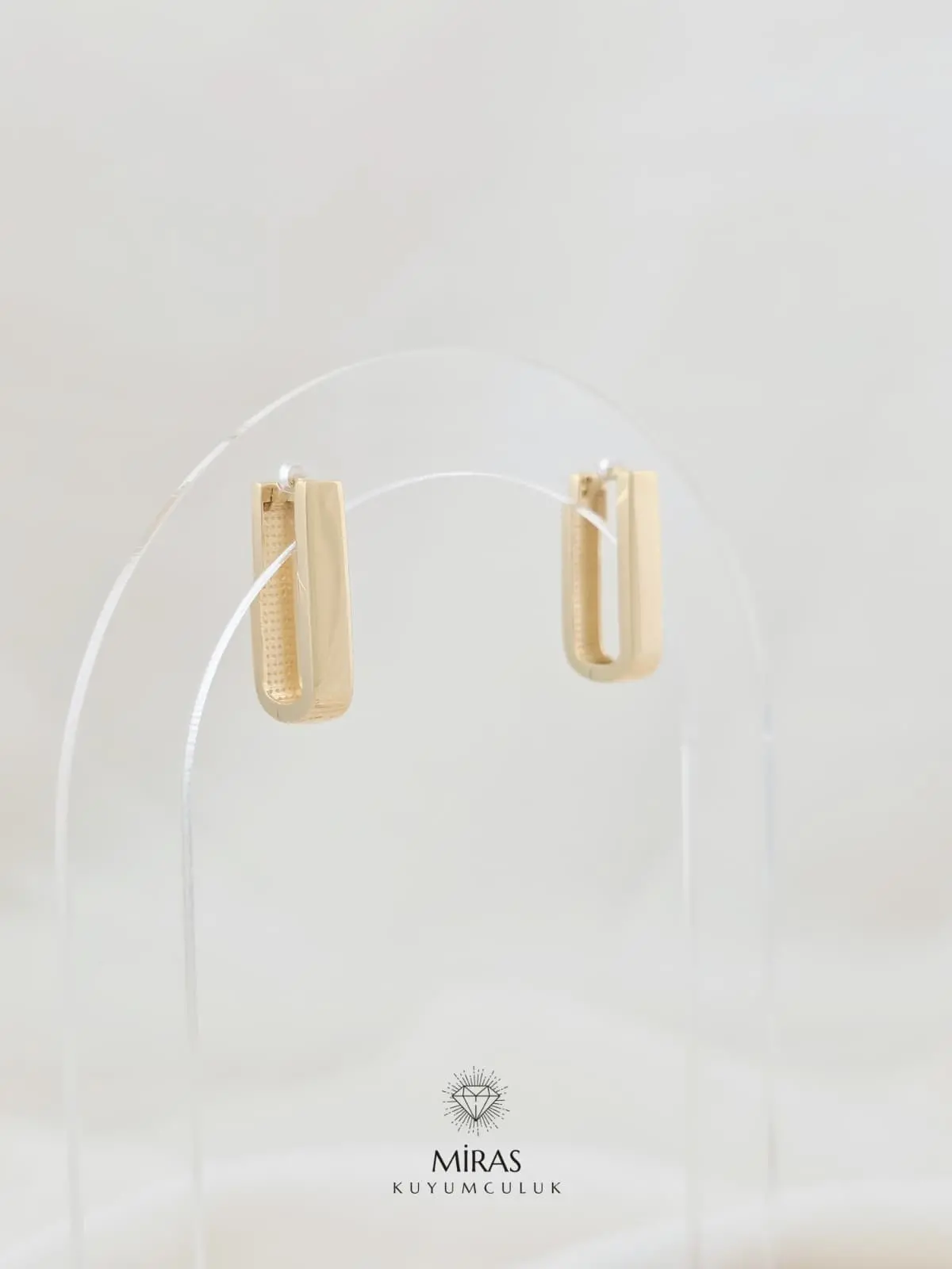 14 Ayar Altın - Taşsız Geometrik Küpe - 14KP949