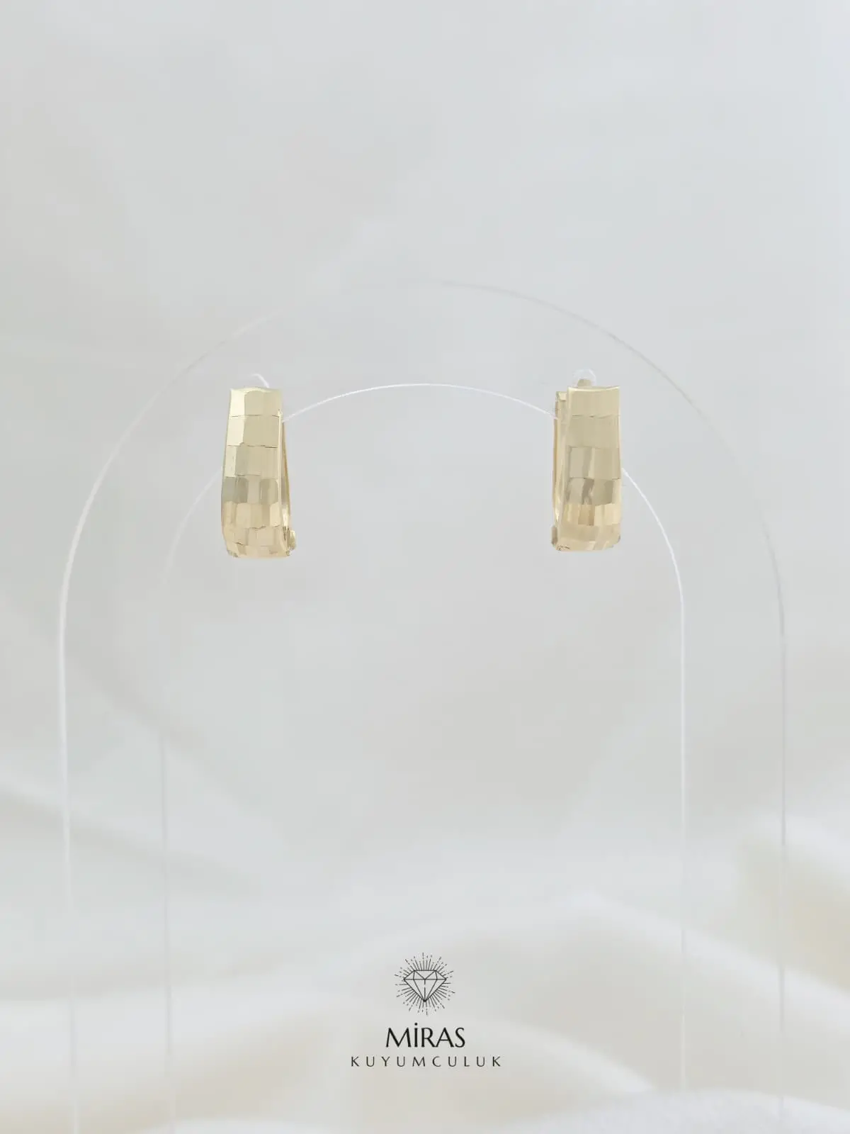 14 Ayar Altın - Taşsız Lazer Kesim Küpe - 14KP801