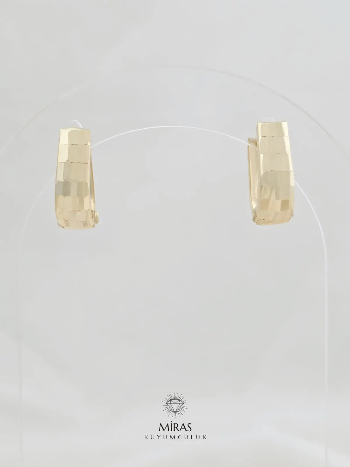 14 Ayar Altın - Taşsız Lazer Kesim Küpe - 14KP801