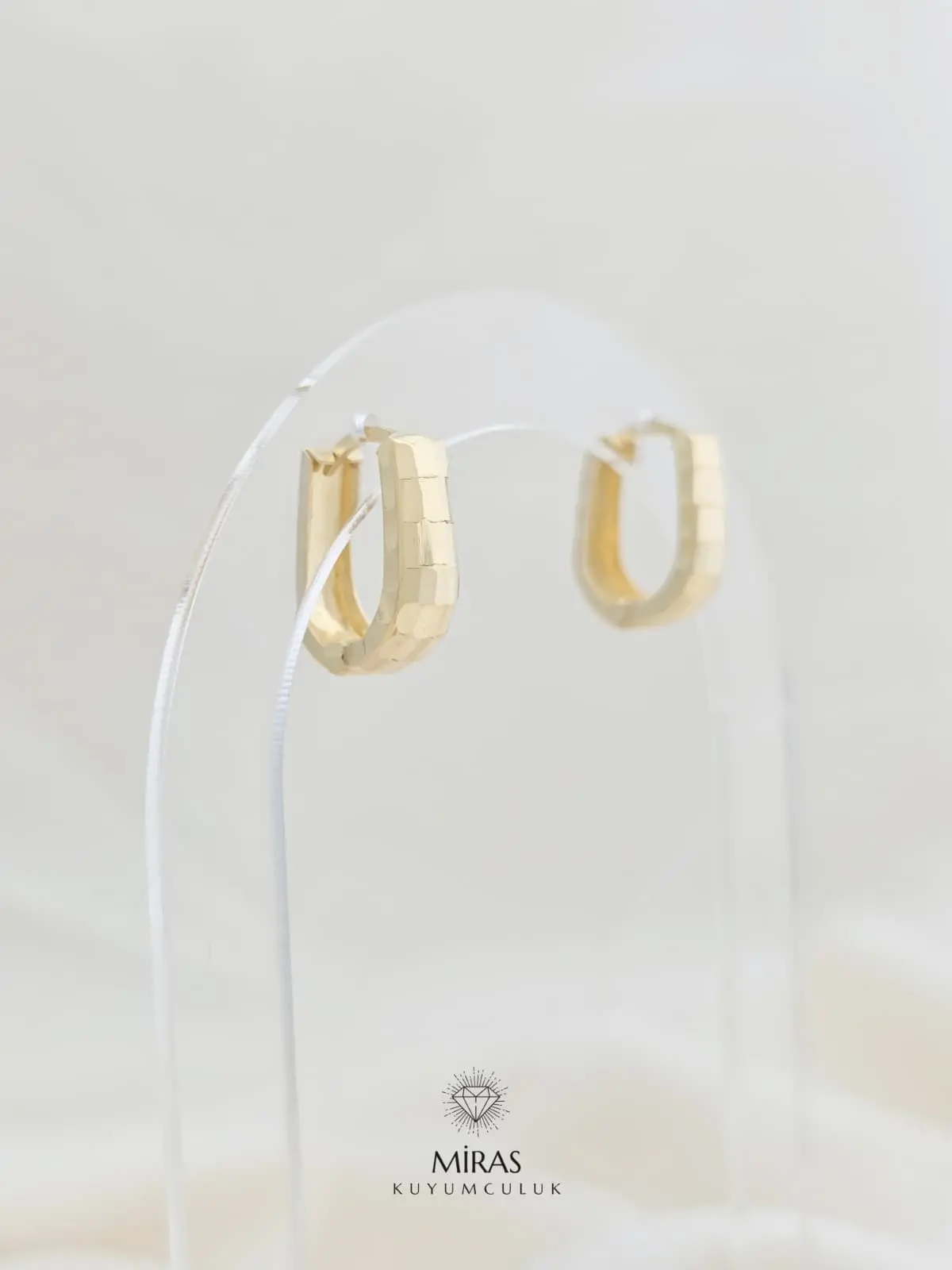 14 Ayar Altın - Taşsız Lazer Kesim Küpe - 14KP801