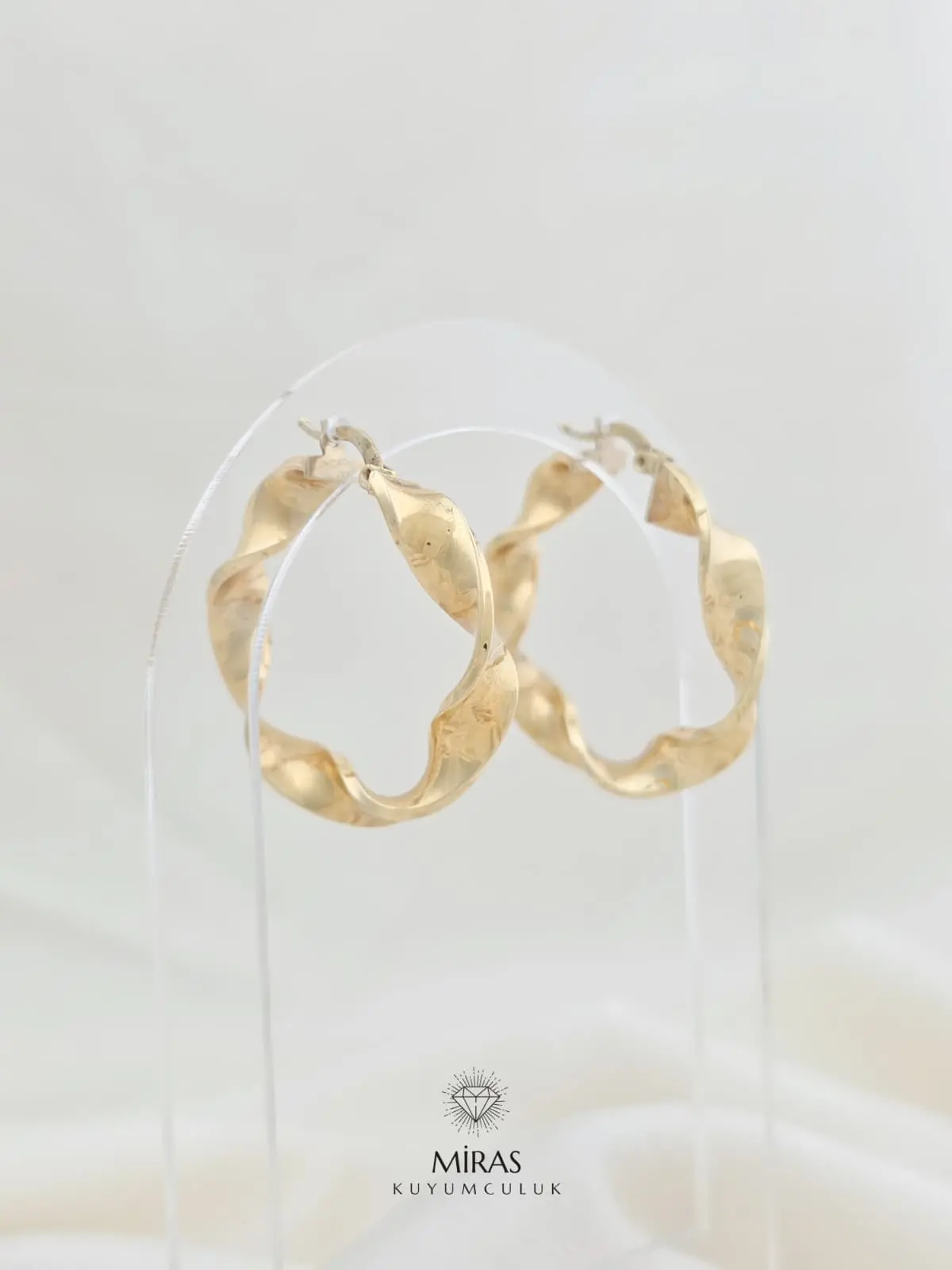 14 Ayar Altın - Burgu Fantezi Halka Küpe - 14KP101