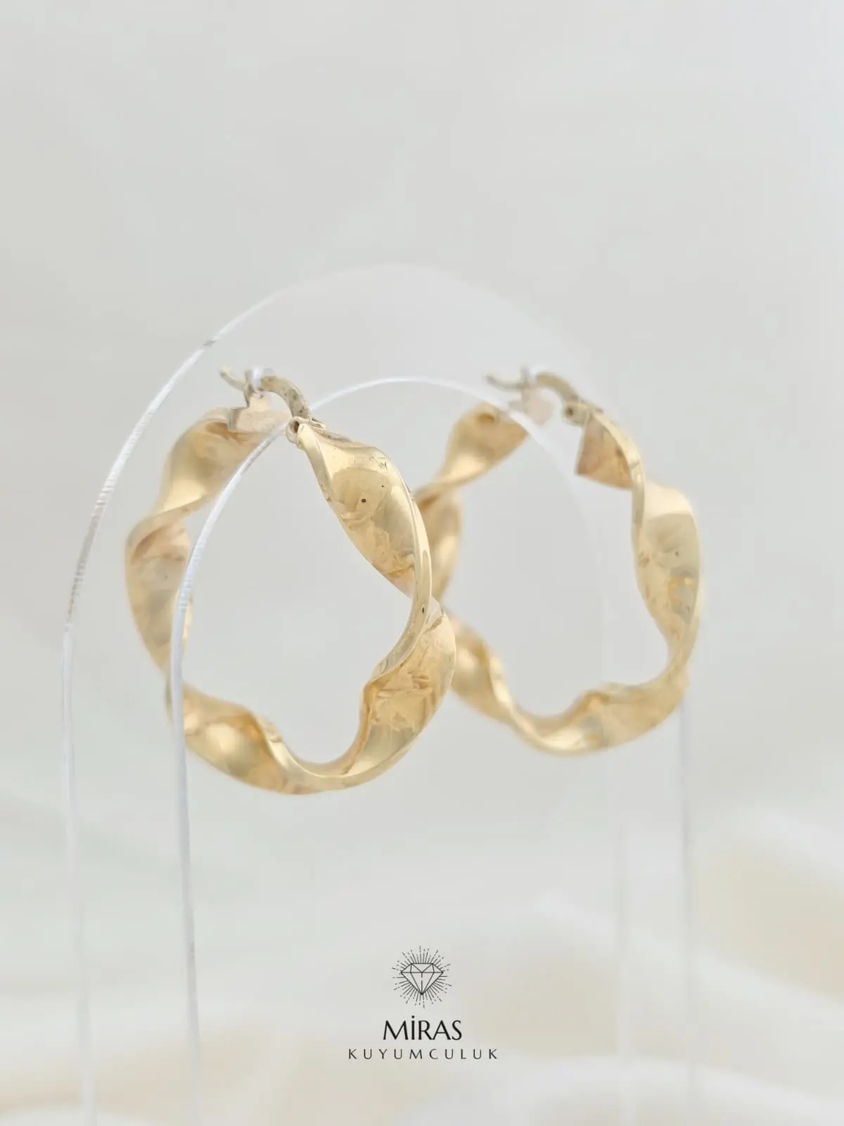 14 Ayar Altın - Burgu Fantezi Halka Küpe - 14KP101