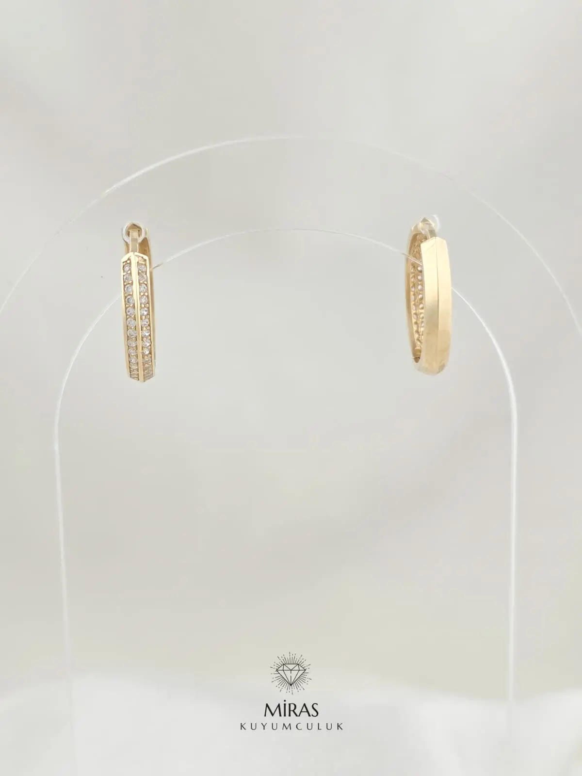 14 Ayar Altın - Çift Taraflı Halka Küpe - 14KP729