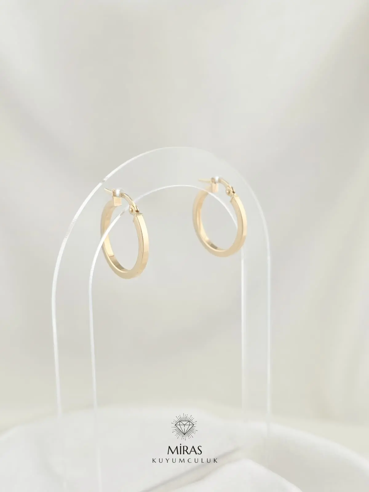 14 Ayar Altın - Taşsız Halka Küpe - 14KP857