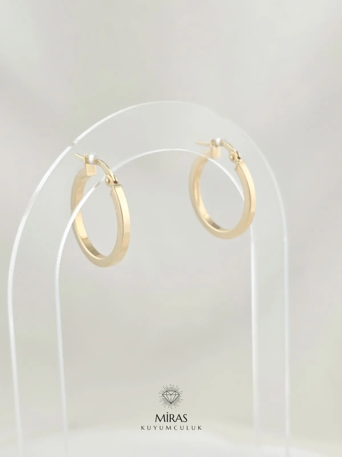 14 Ayar Altın - Taşsız Halka Küpe - 14KP857