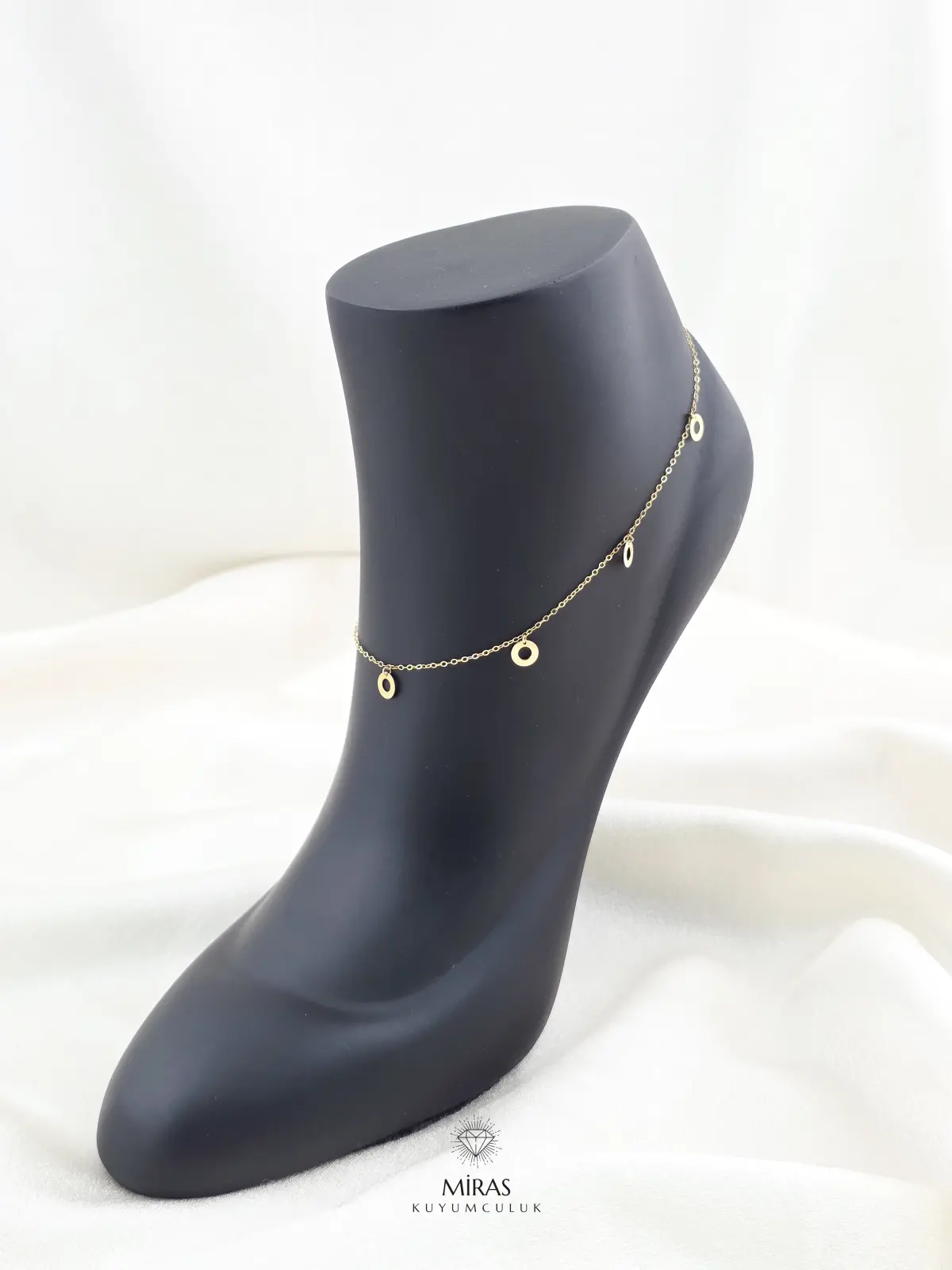 14 Ayar Altın - Halka Desenli Halhal - 14HAL9