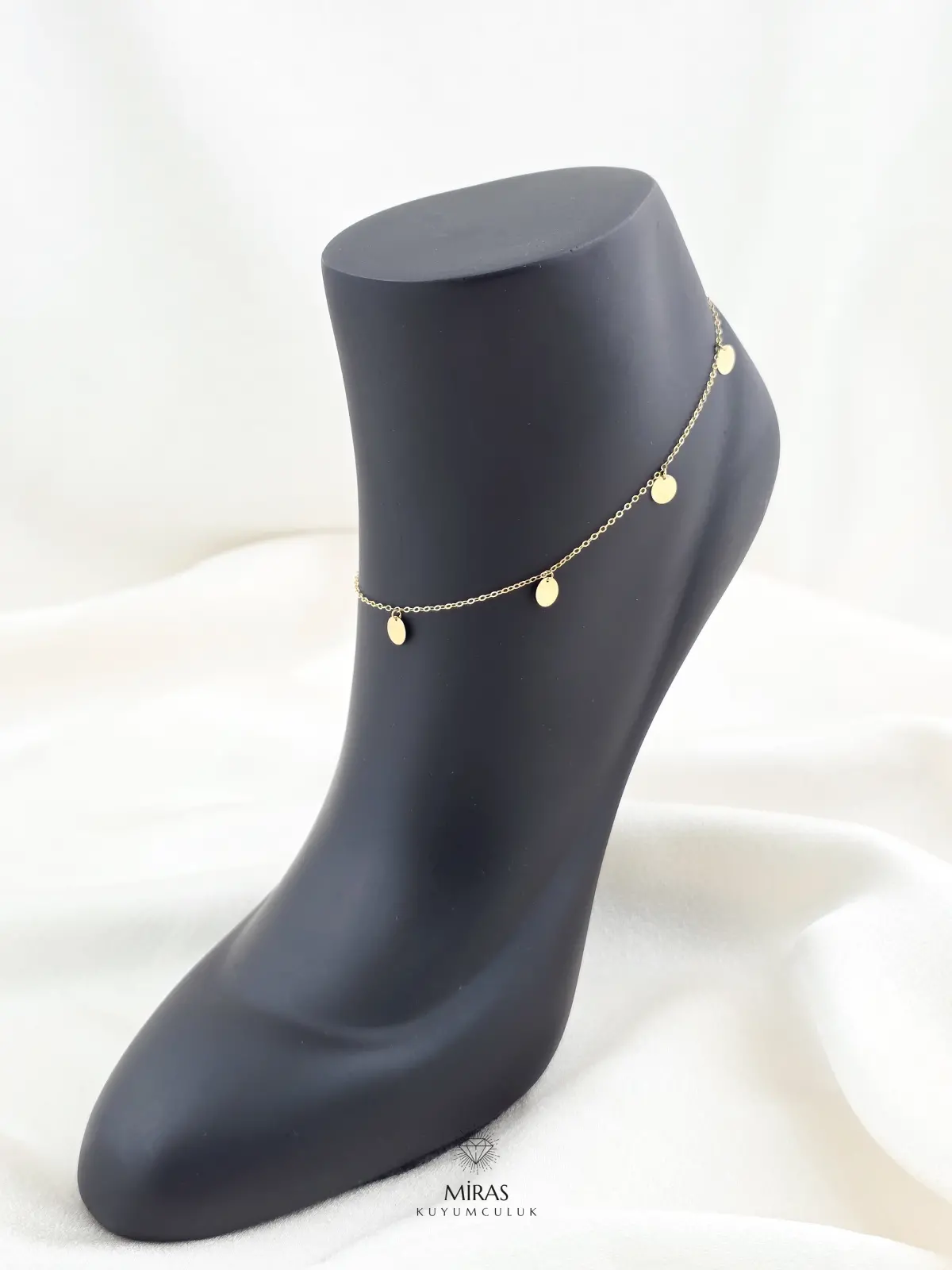 14 Ayar Altın - Yuvarlak Plaka Halhal - 14HAL10