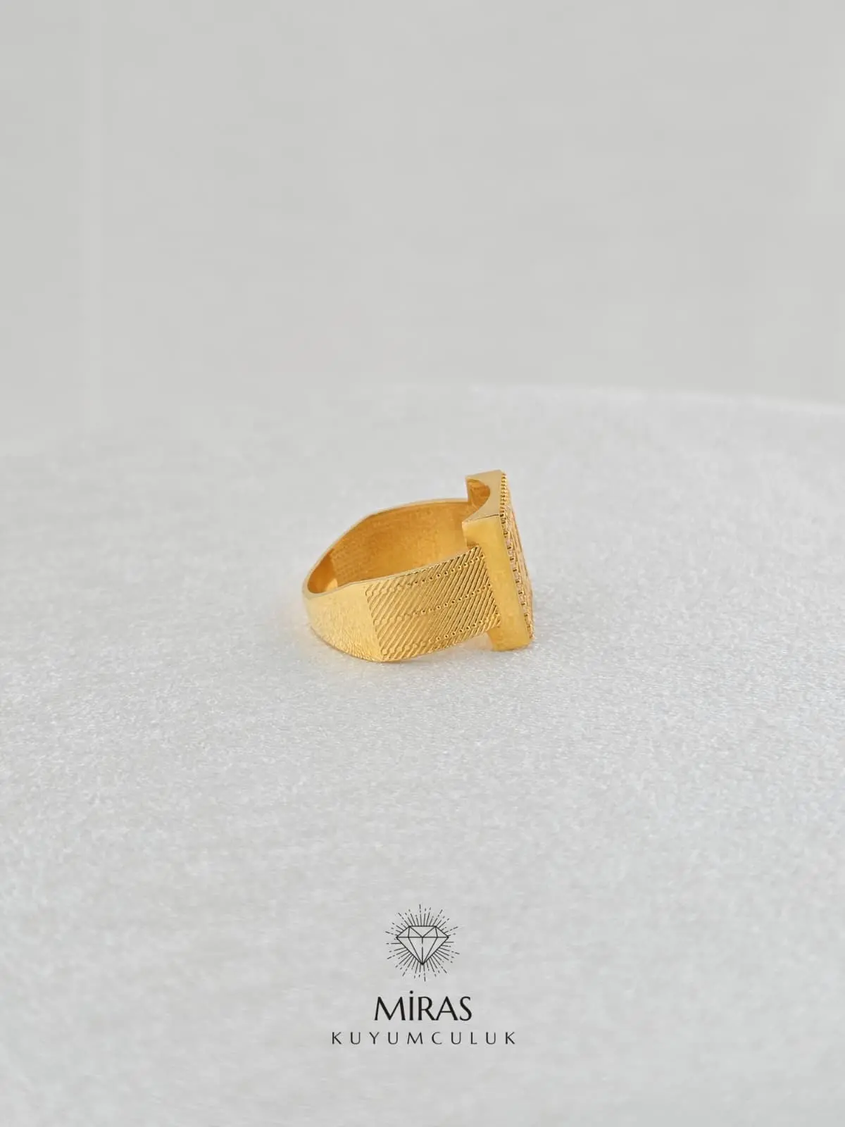 14 Ayar Altın - Taşlı Hasır Tuğra Yüzük - 14YZK772