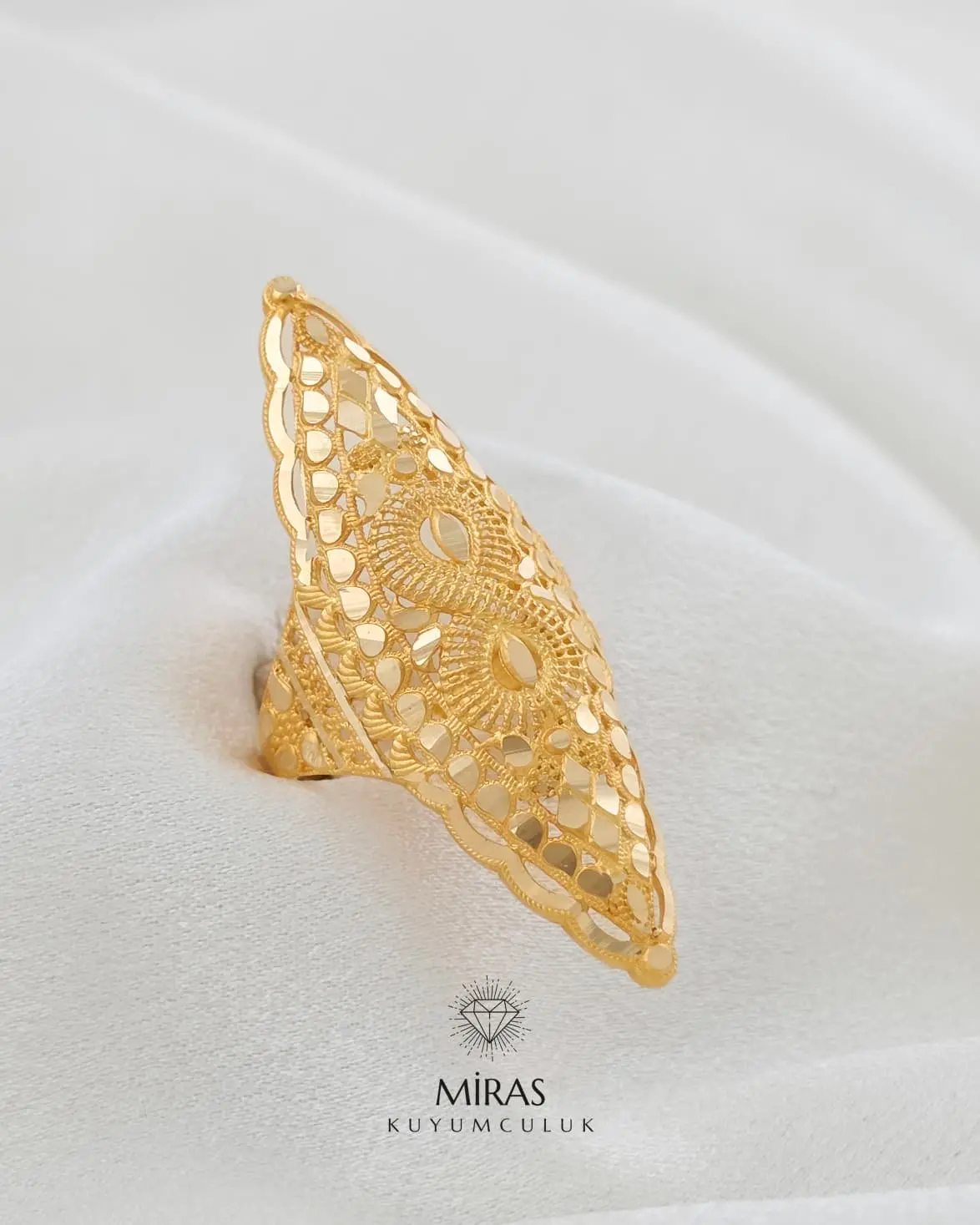 14 Ayar Altın - Sonsuzluk Detaylı Hint Yüzük 