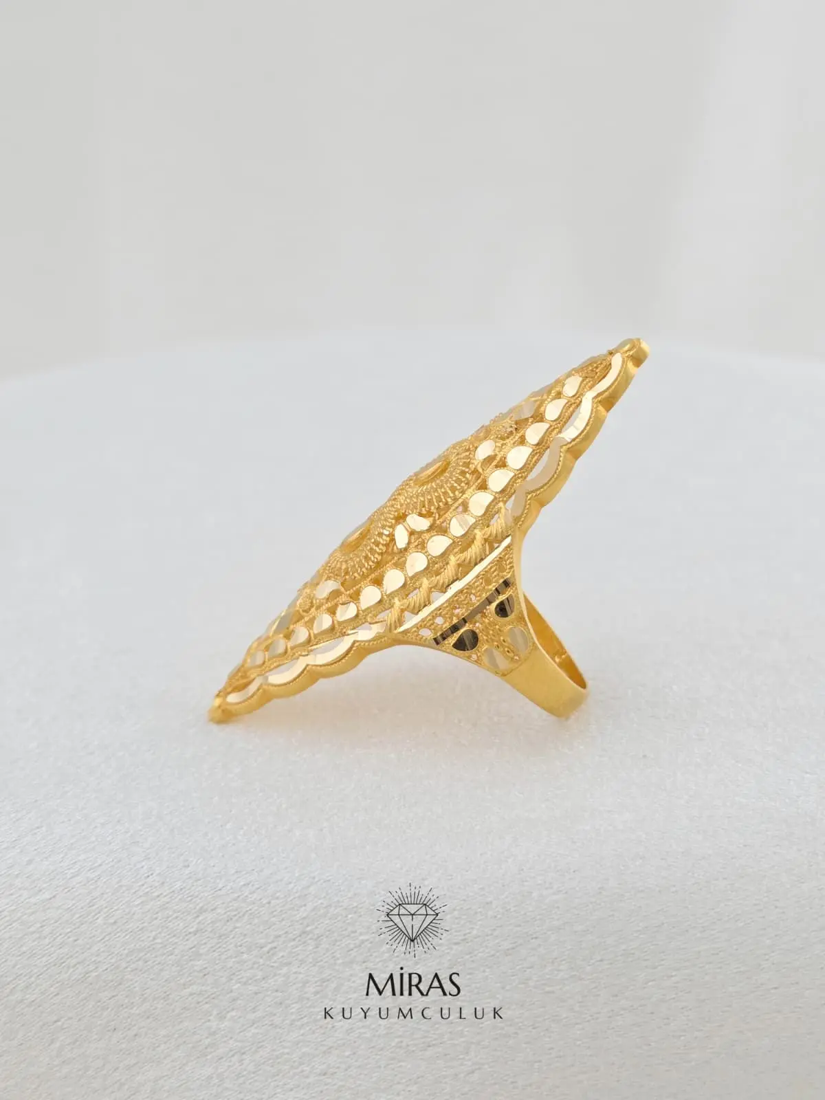 14 Ayar Altın - Sonsuzluk Detaylı Hint Yüzük 