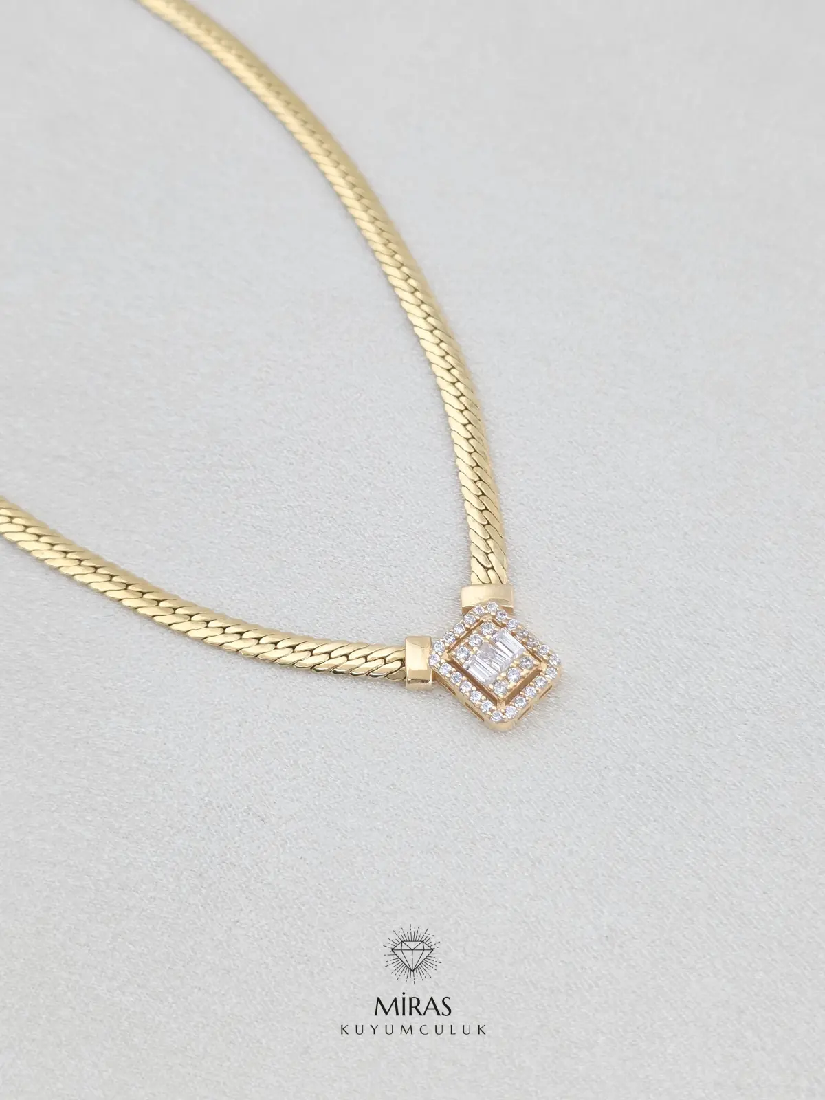 14 Ayar Altın - Balık Sırtı Zincir Baget Kolye Gerdanlık 14KLY671