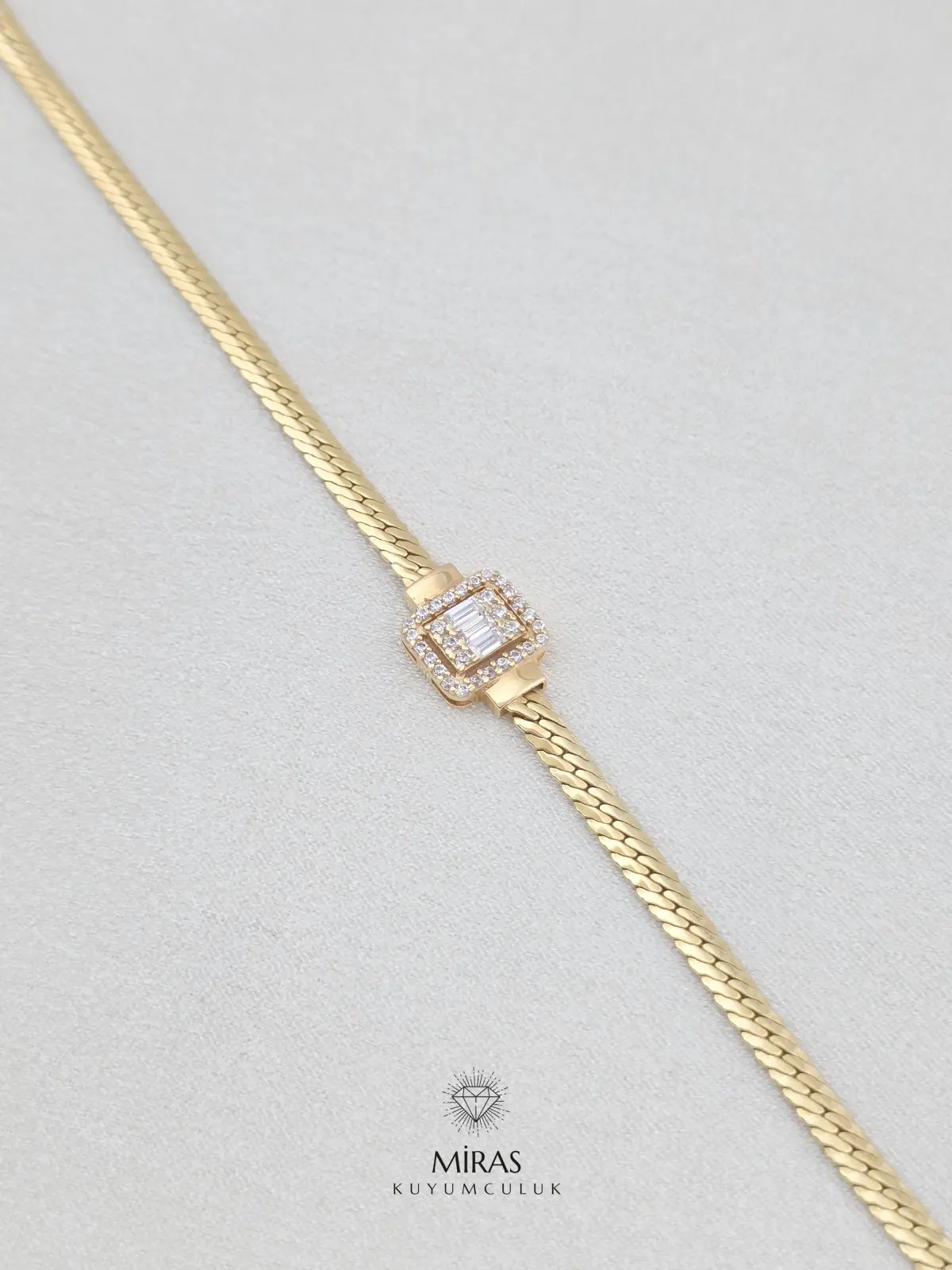 14 Ayar Altın - Balık Sırtı Zincir Baget Bileklik - 14BLK705