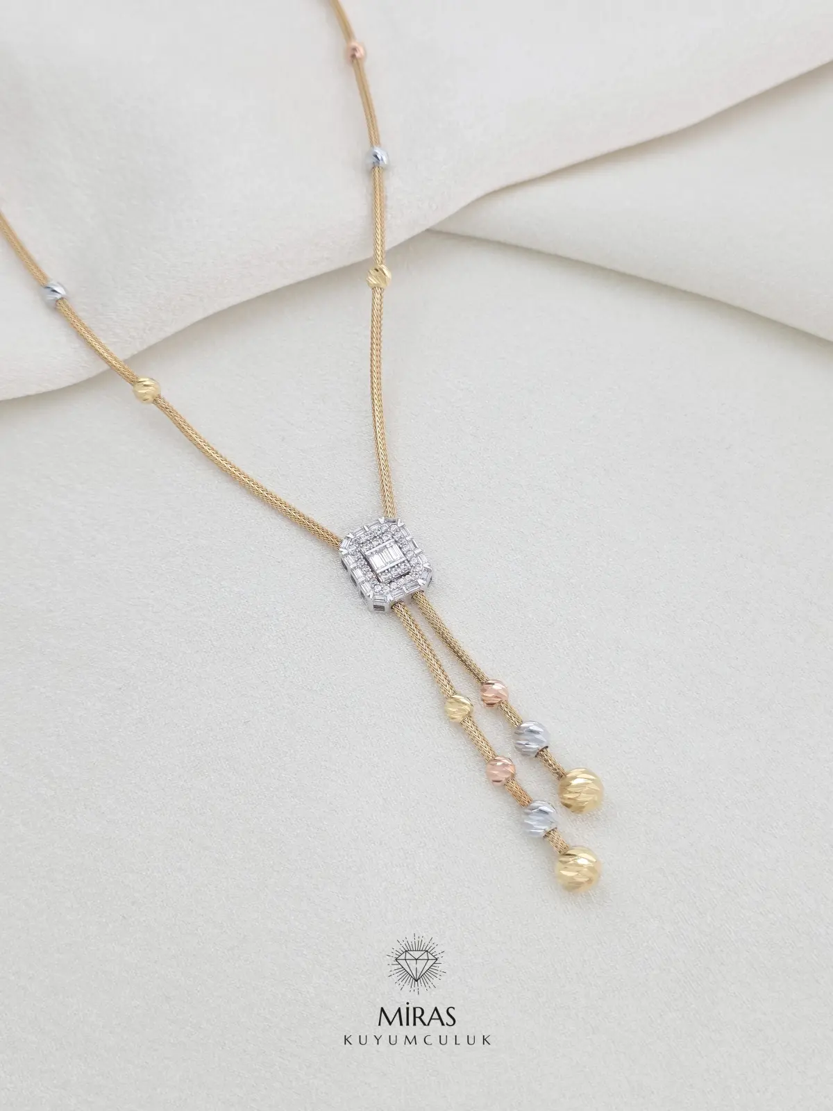 14 Ayar Altın - Dorikalı Baget Kolye & Bileklik Set