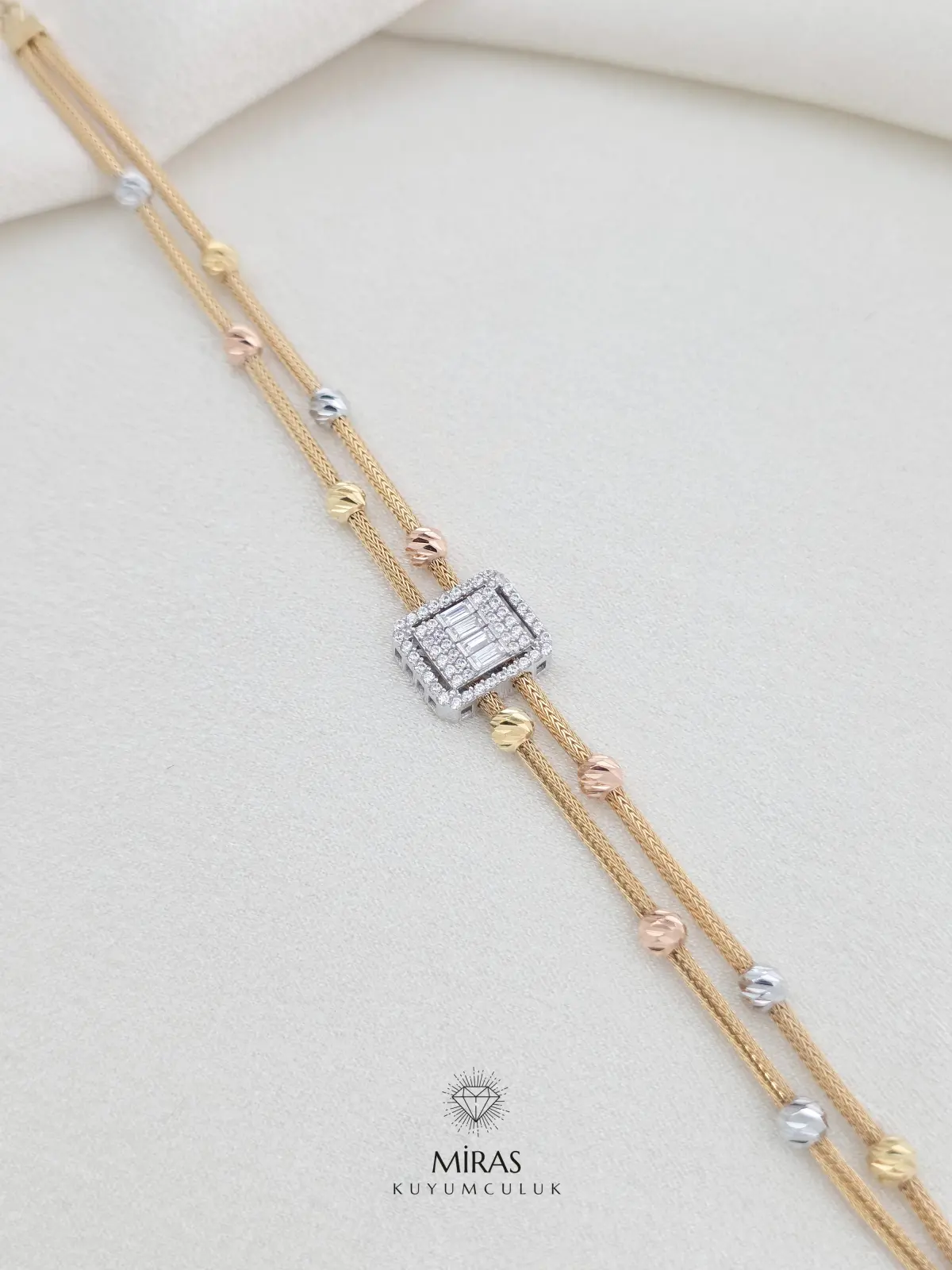 14 Ayar Altın - Dorikalı Baget Kolye & Bileklik Set