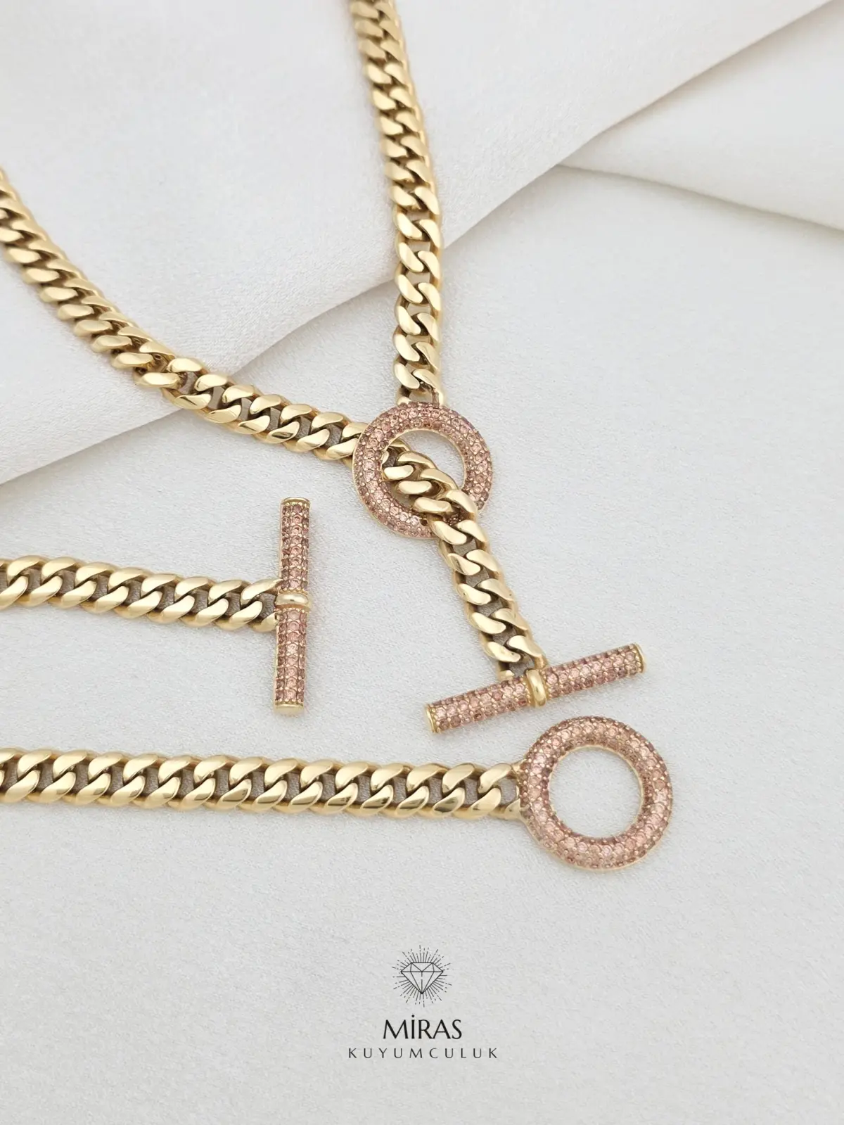 14 Ayar Altın - Taşlı Gurmet Kolye & Bileklik Set