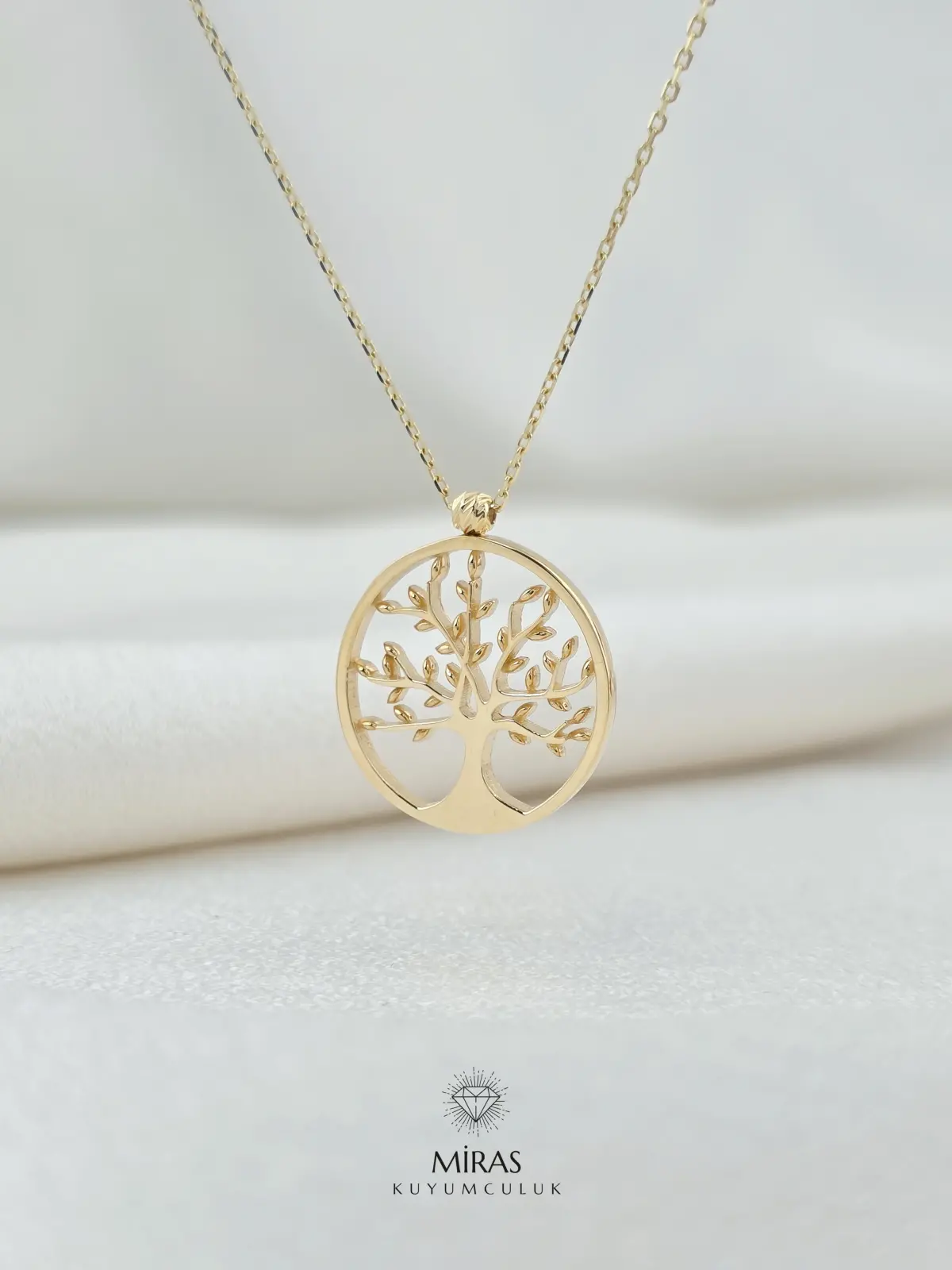 14 Ayar Altın - Taşsız Yaşam Ağacı Kolye - 14KLY801