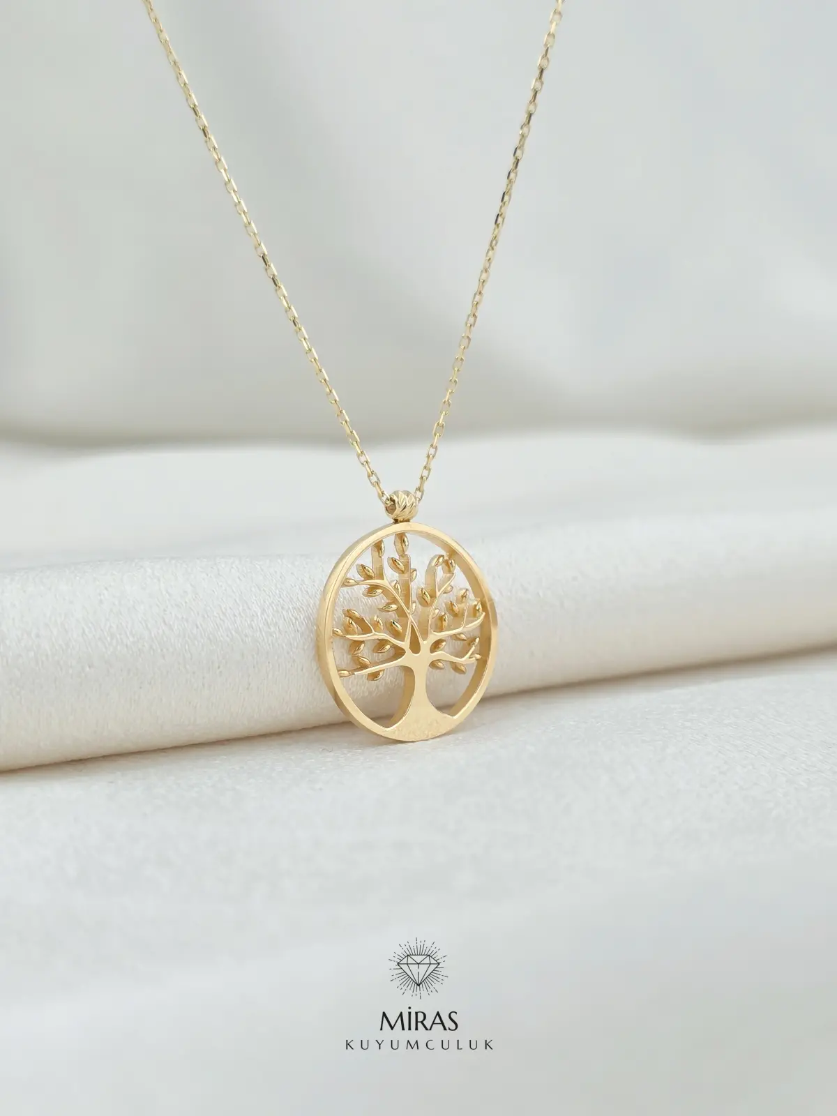 14 Ayar Altın - Taşsız Yaşam Ağacı Kolye - 14KLY801