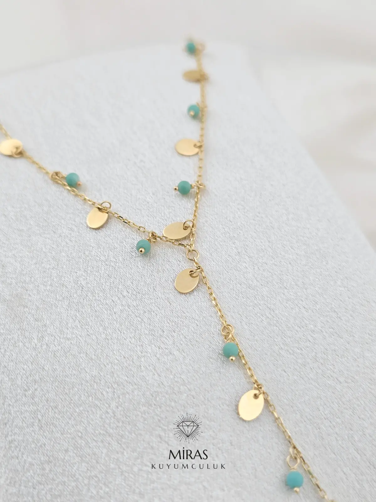 14 Ayar Altın - Pullu Mavi Boncuklu Şahmeran - 14SAH17