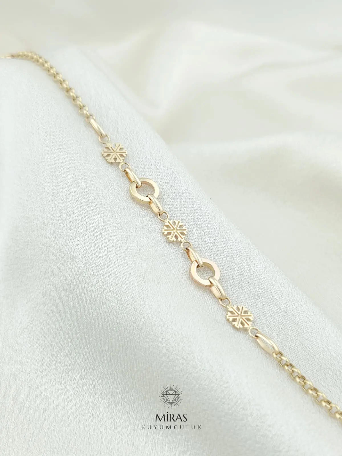 14 Ayar Altın - Kar Tanesi Bileklik - 14BLK1020