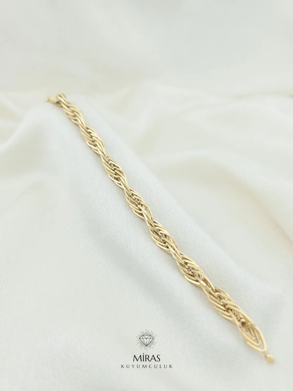 14 Ayar Altın - Geniş Burgu Bileklik - 14BLK1065