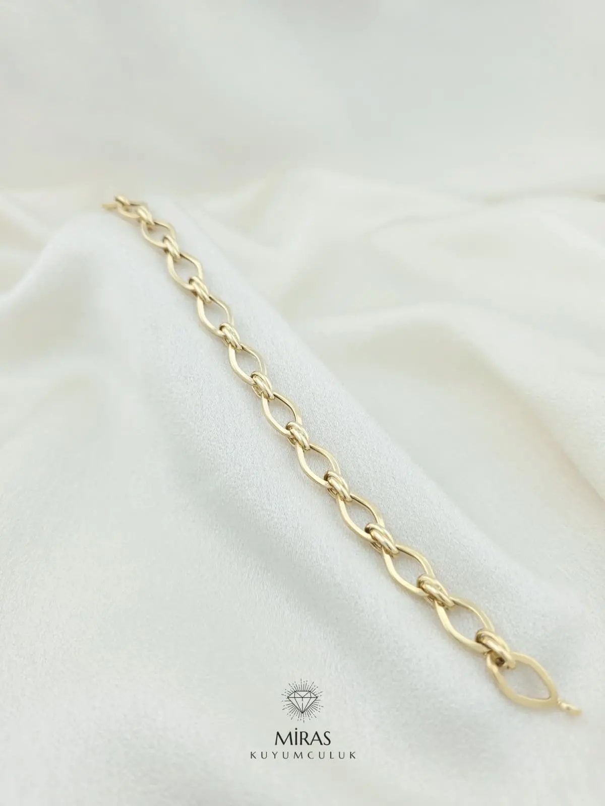 14 Ayar Altın - Oval Halka Bileklik - 14BLK1070