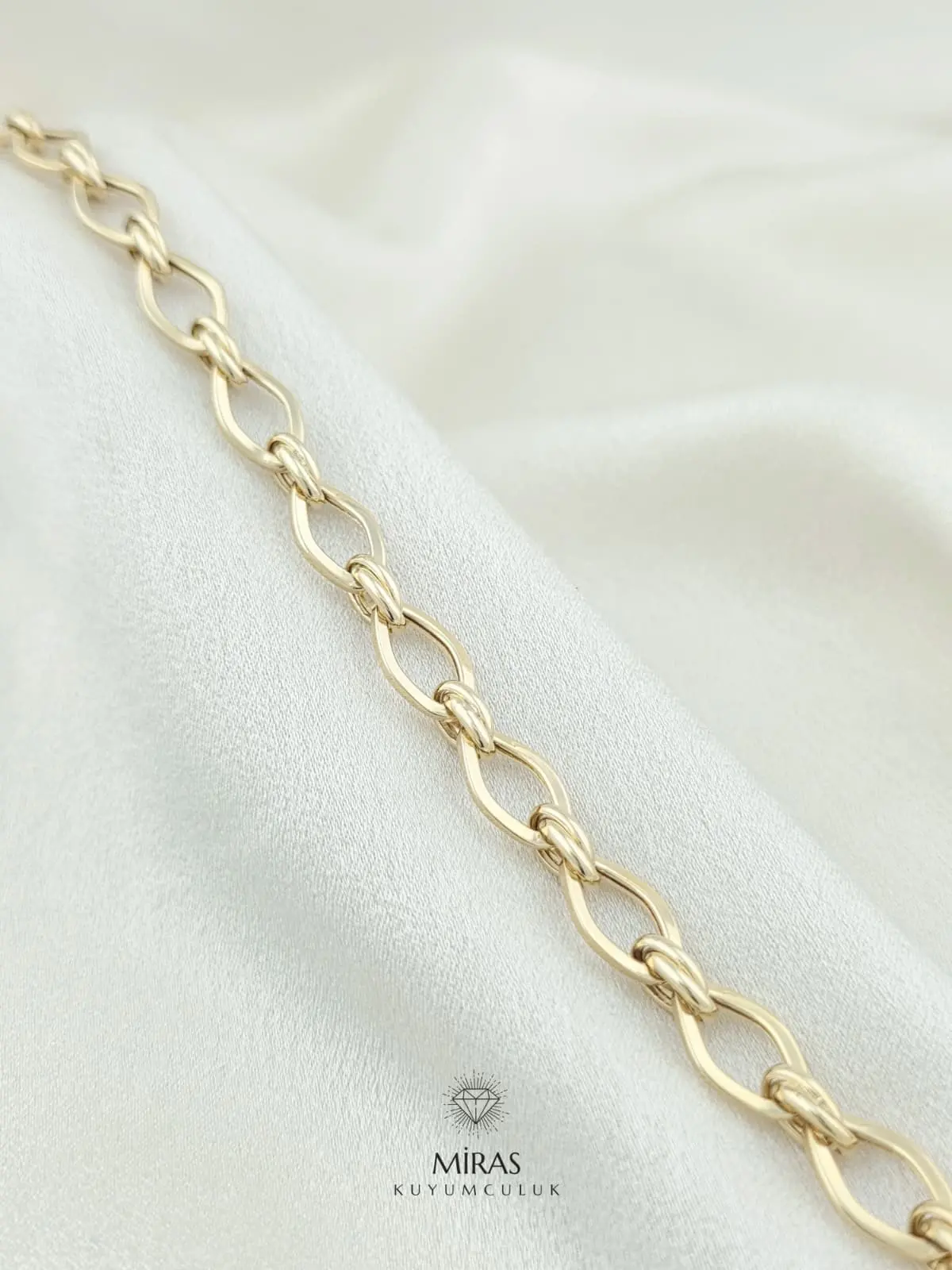 14 Ayar Altın - Oval Halka Bileklik - 14BLK1070