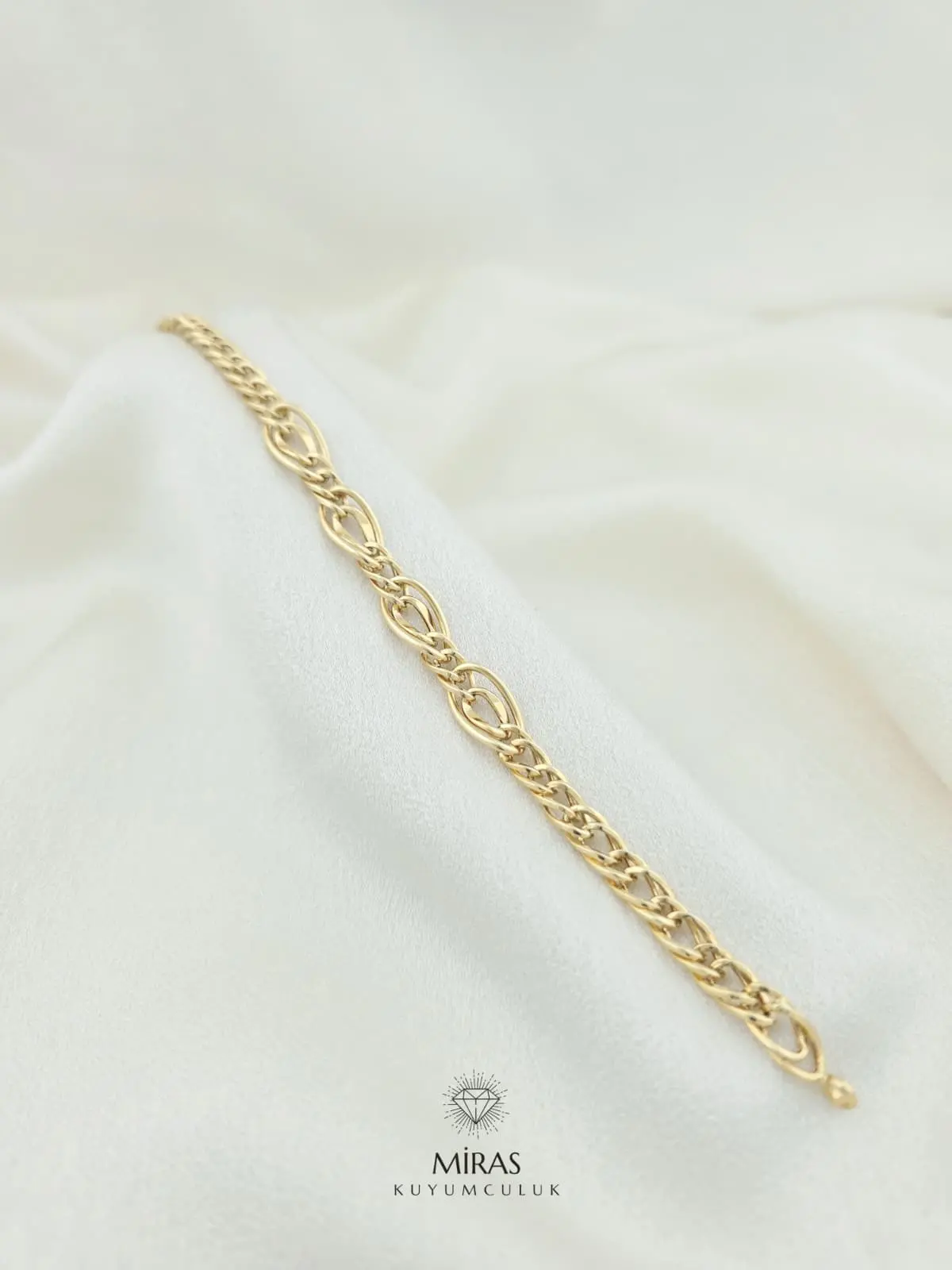 14 Ayar Altın - Oval Halka Bileklik - 14BLK1071