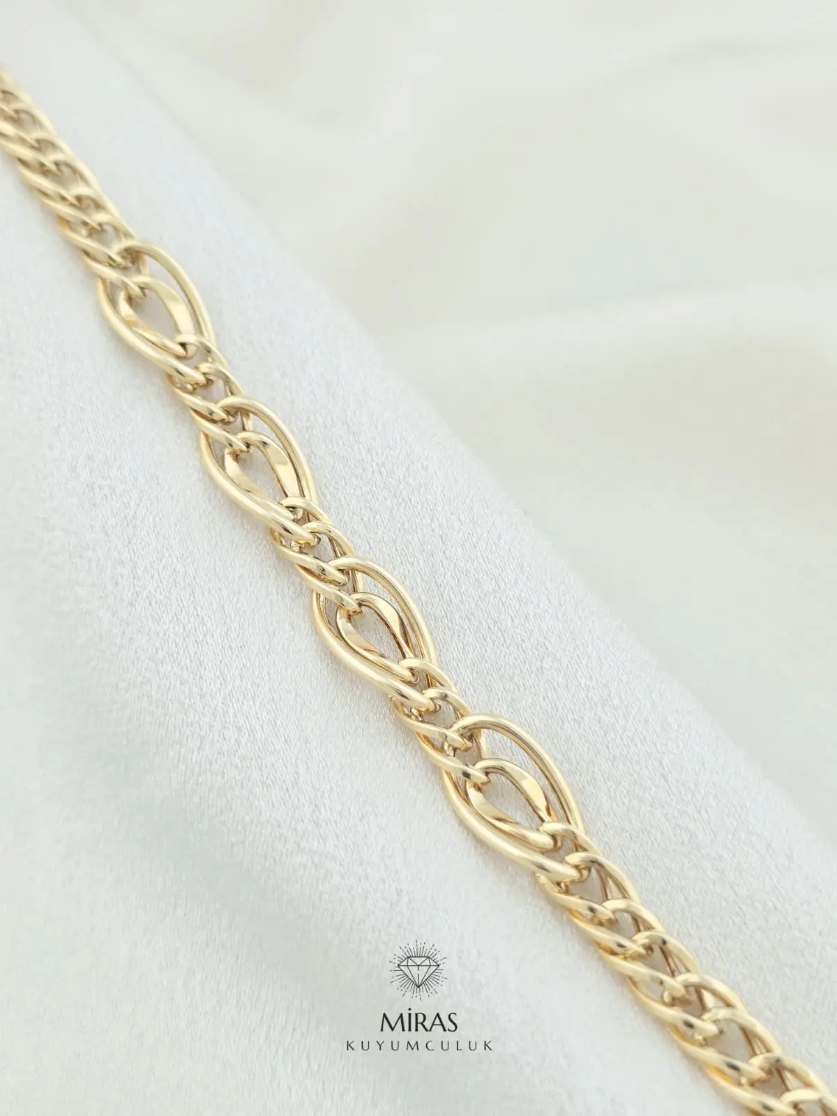 14 Ayar Altın - Oval Halka Bileklik - 14BLK1071