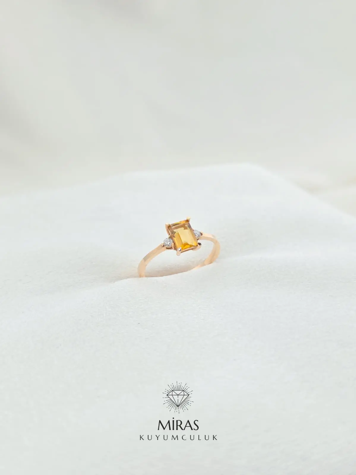 Pırlanta - 0,83 Karat Sitrin Pırlanta Yüzük - YZ00053