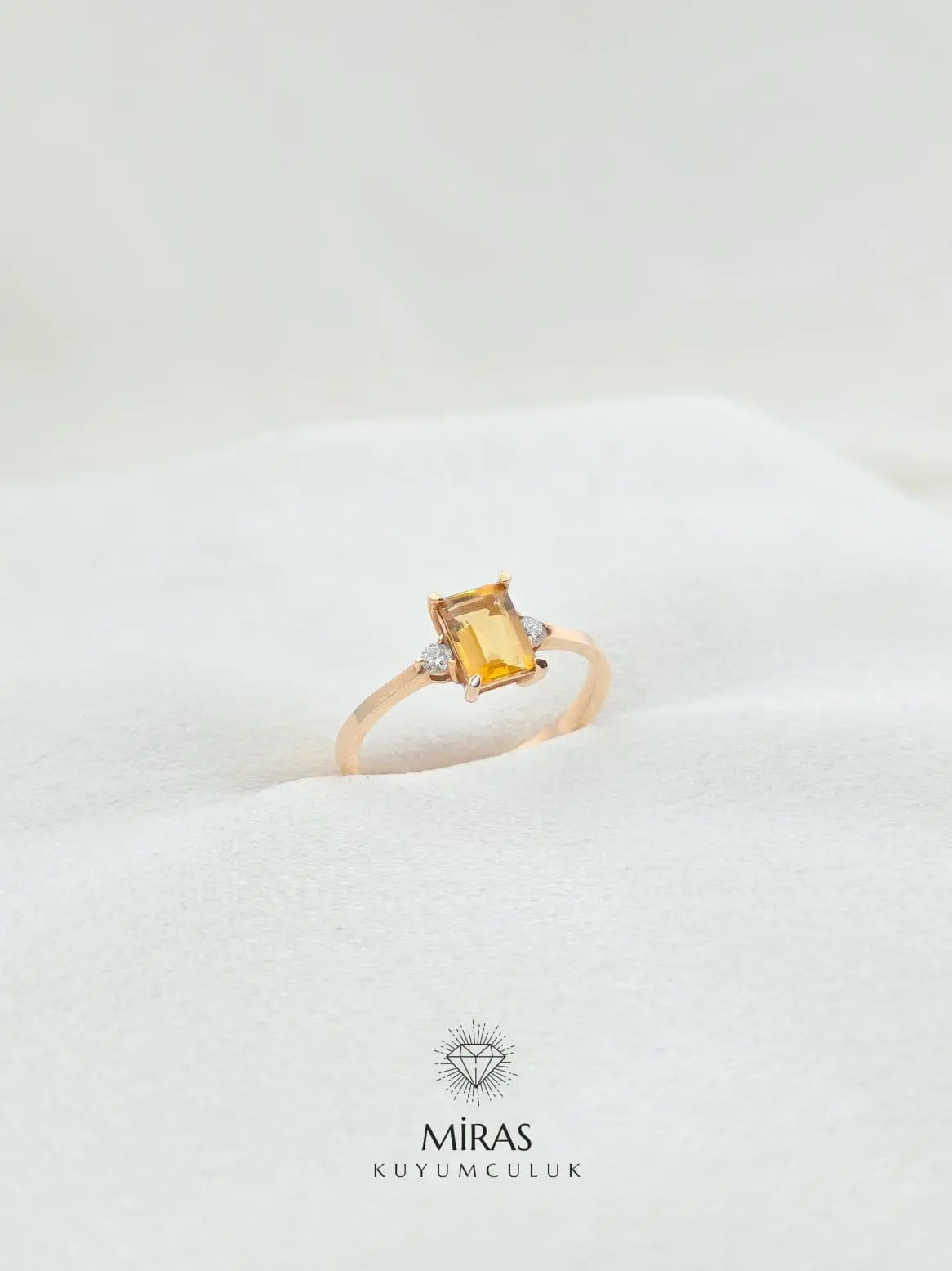 Pırlanta - 0,83 Karat Sitrin Pırlanta Yüzük - YZ00053