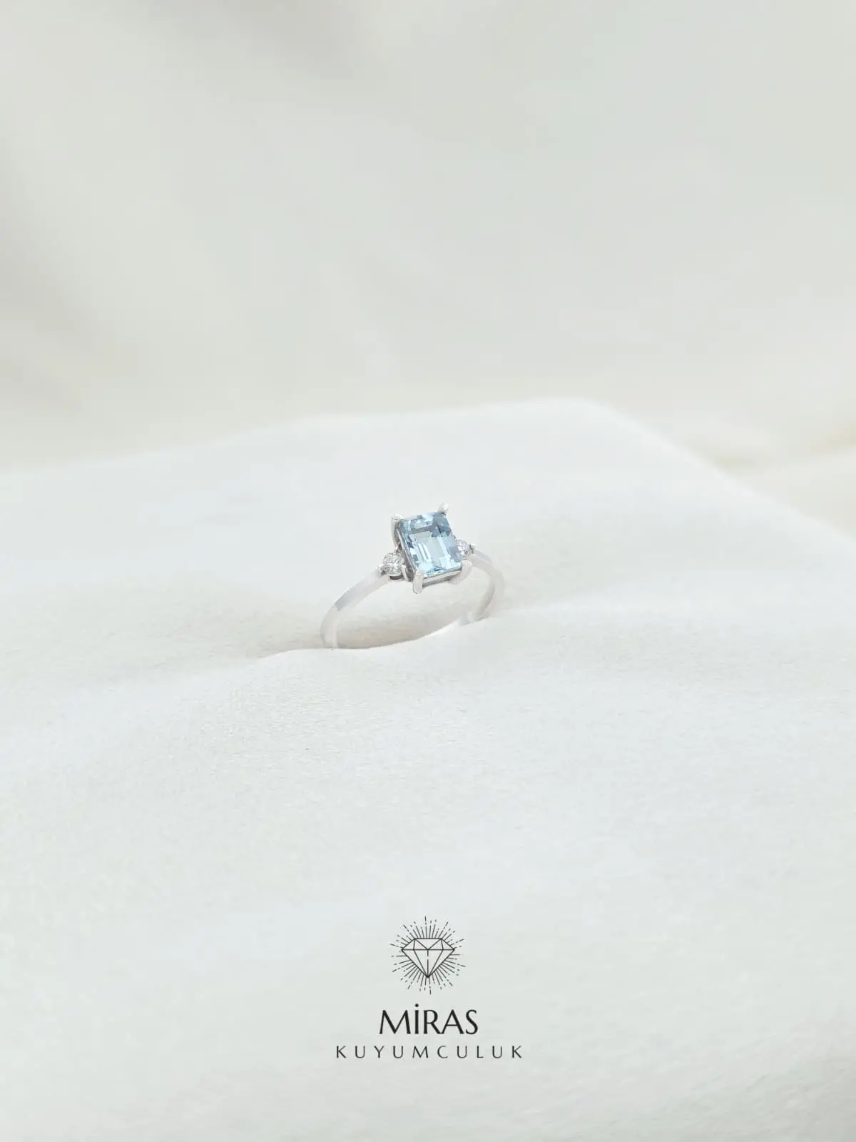 Pırlanta - 0.99 Karat Aquamarin Pırlanta Yüzük - YZ00056