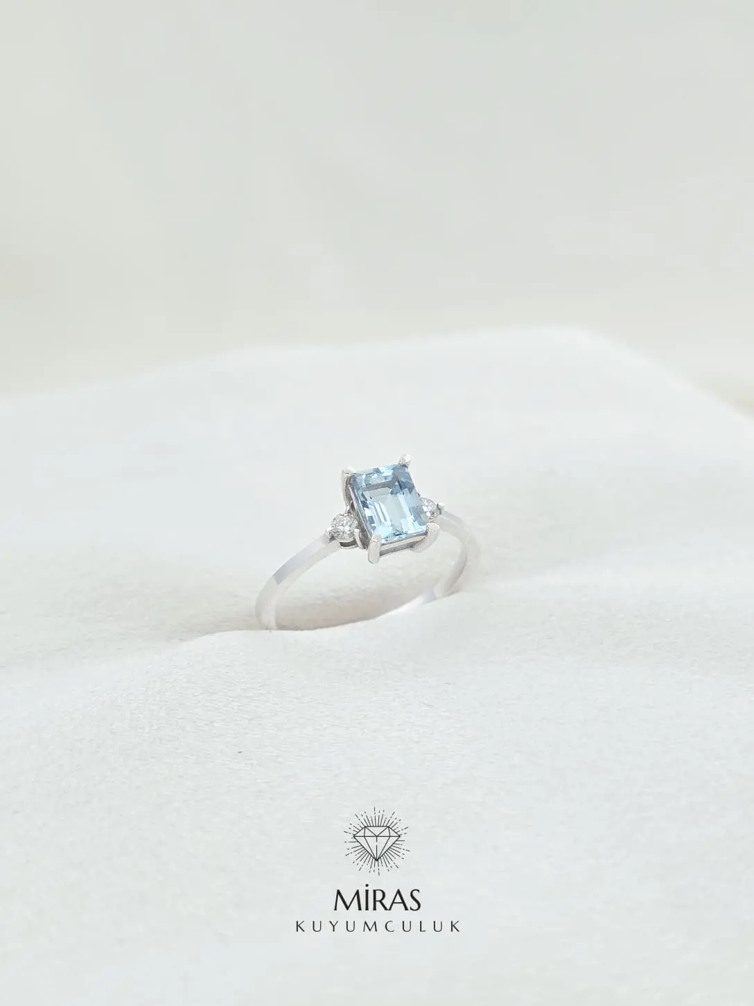 Pırlanta - 0.99 Karat Aquamarin Pırlanta Yüzük - YZ00056