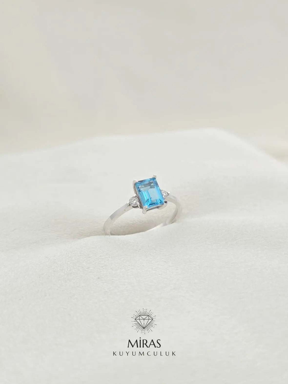 Pırlanta - 1.44 Karat Aquamarin Pırlanta Yüzük - YZ00055